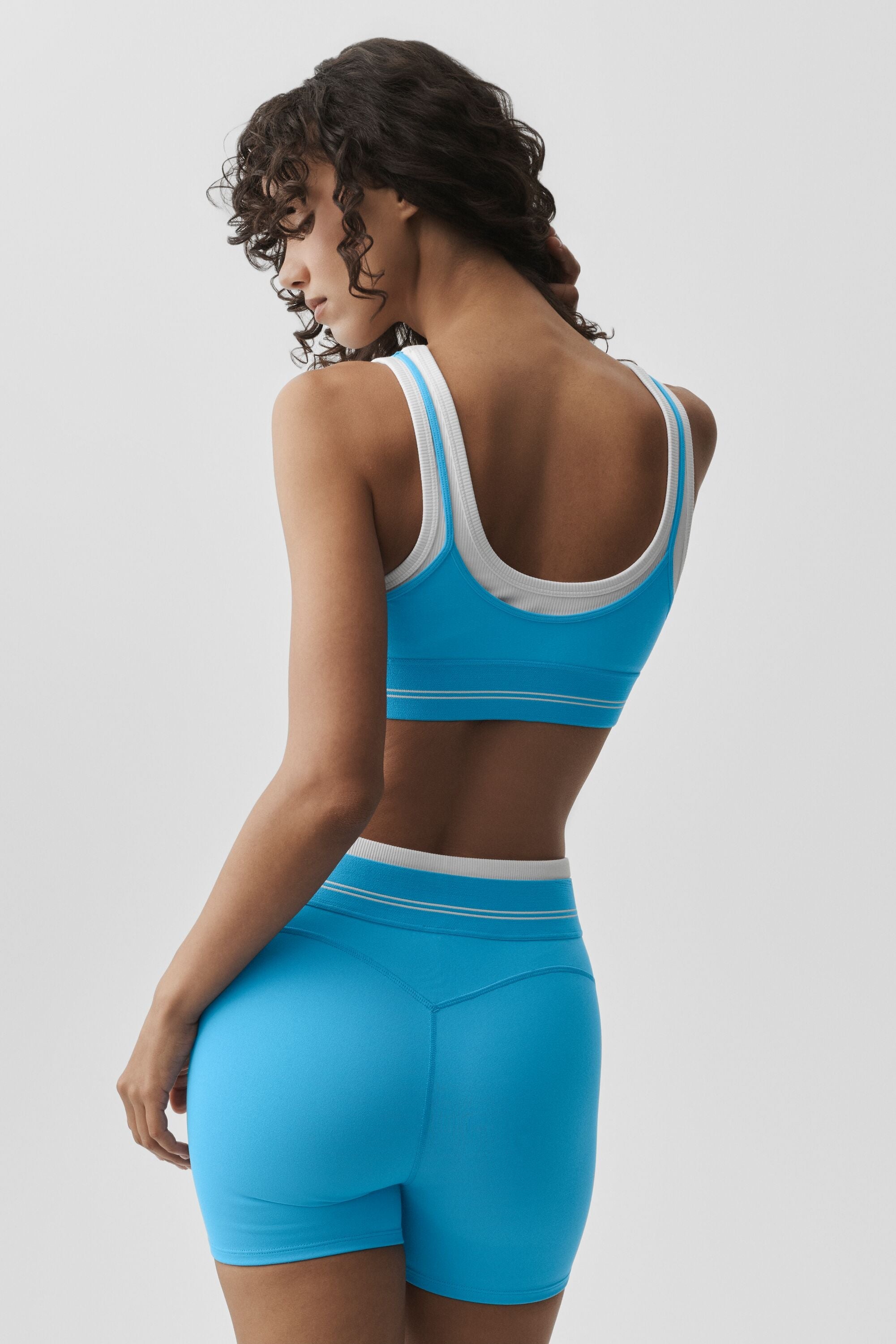 alo Airbrush Better Together Bra - Azure Blue/White