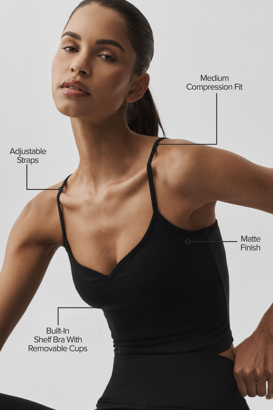 alo Airbrush Refined Bra Tank - Black