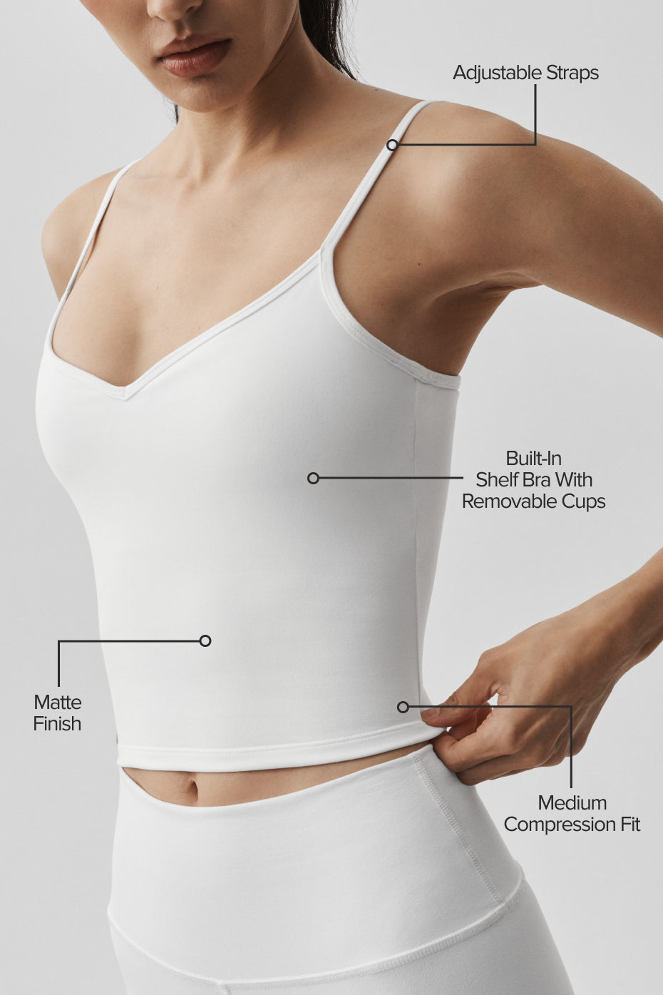 alo Airbrush Refined Bra Tank - White