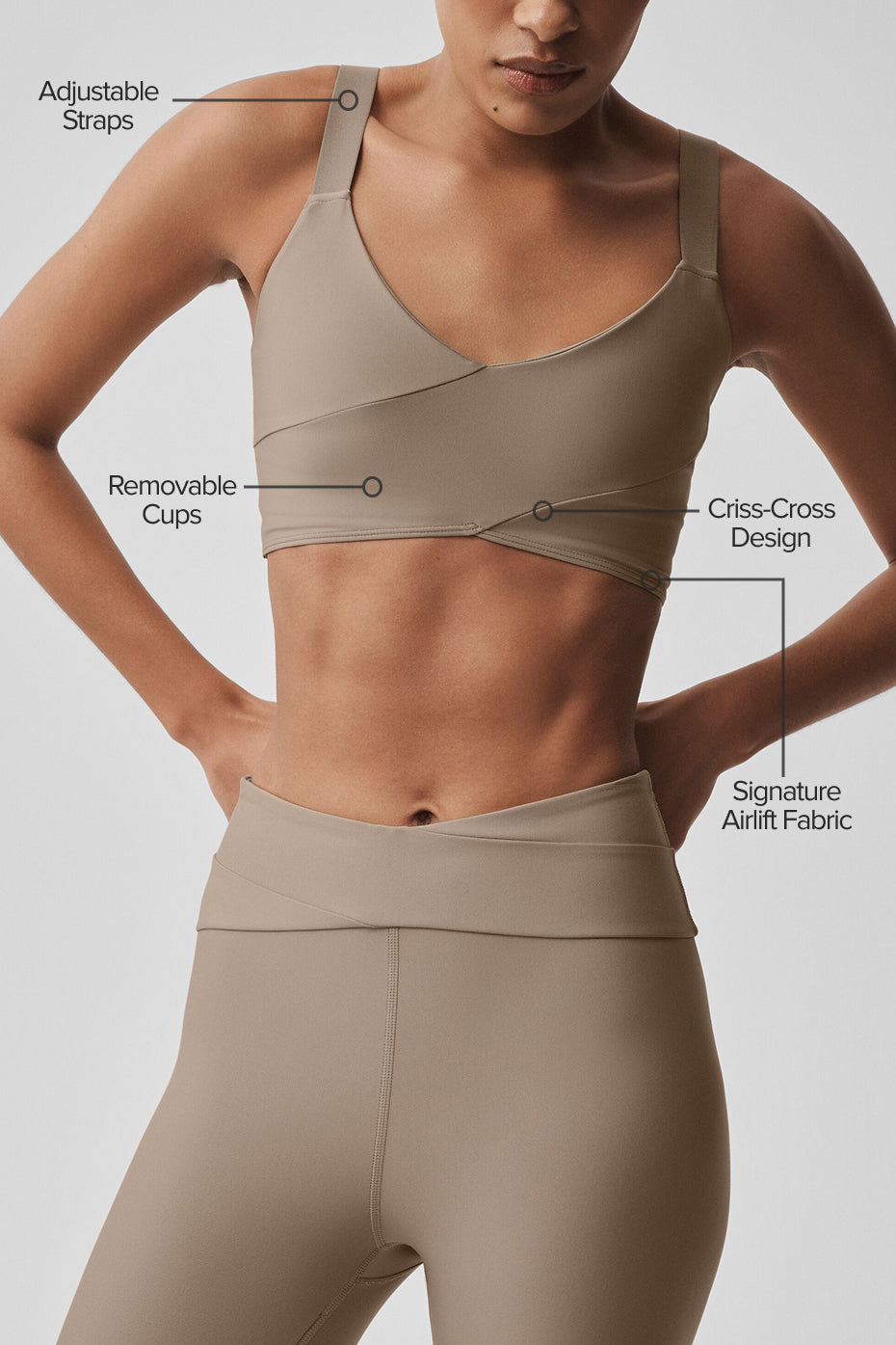 alo Airlift Horizon Bra - Gravel