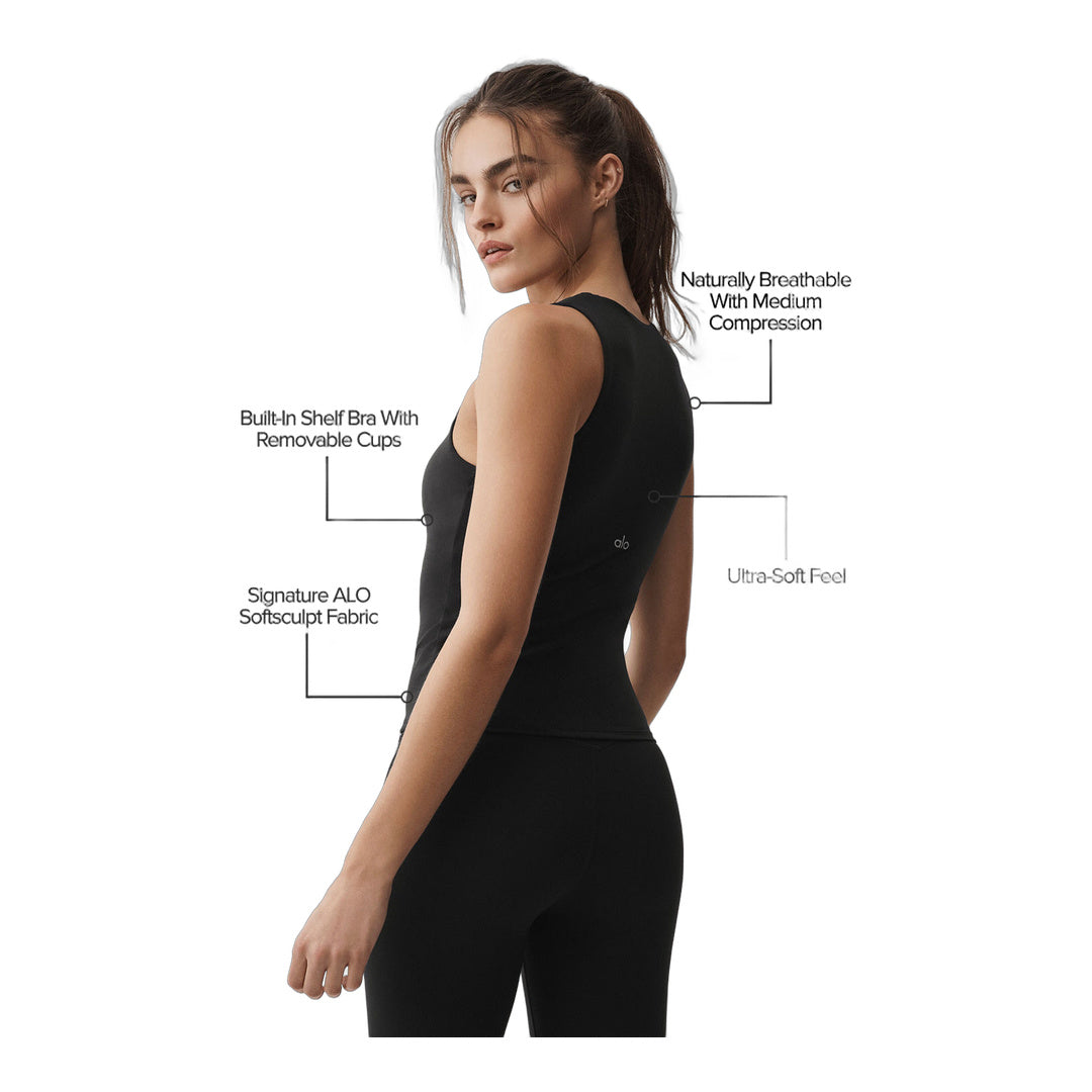 alo ALO Softsculpt No Nonsense Bra Tank - Black