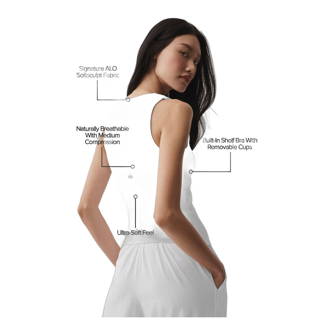 alo ALO Softsculpt No Nonsense Bra Tank - White