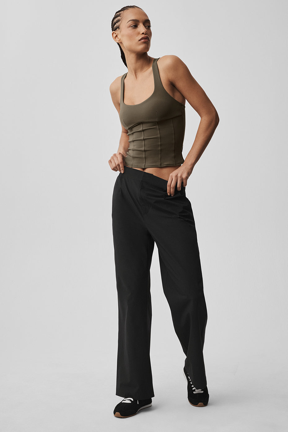 alo Airbrush Sparks Fly Corset Tank - Olive Tree