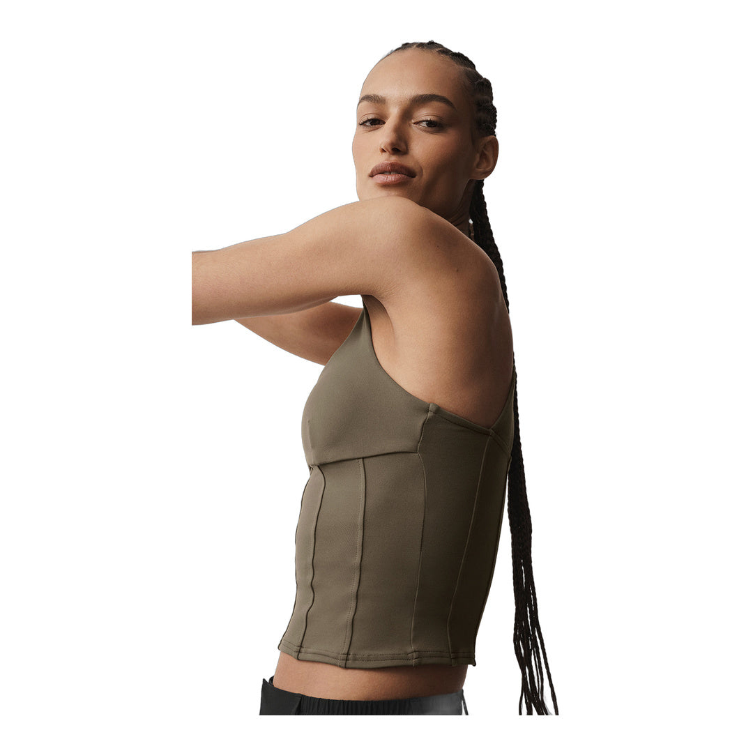 alo Airbrush Sparks Fly Corset Tank - Olive Tree