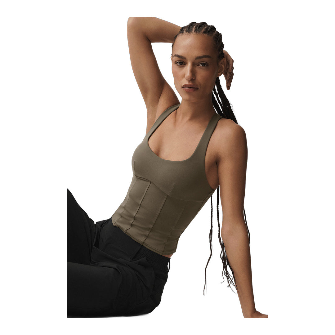 alo Airbrush Sparks Fly Corset Tank - Olive Tree
