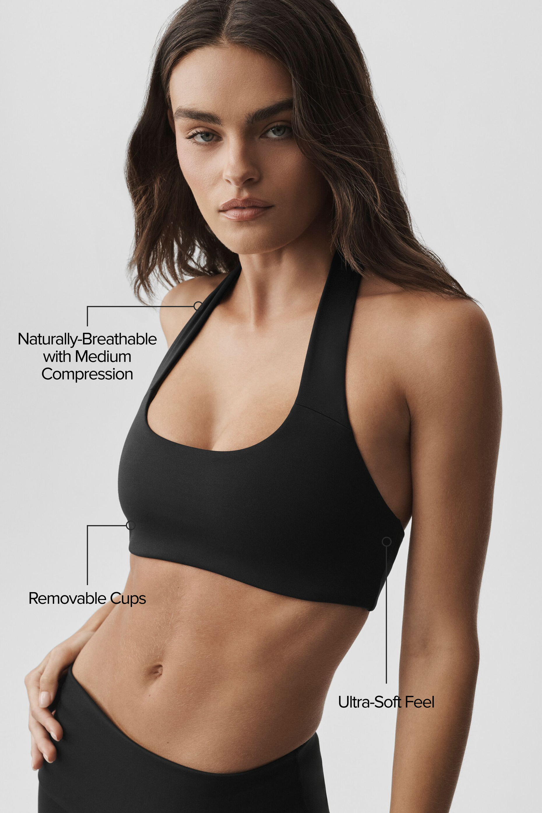 alo ALO Softsculpt Feel The Heat Halter Bra - Black