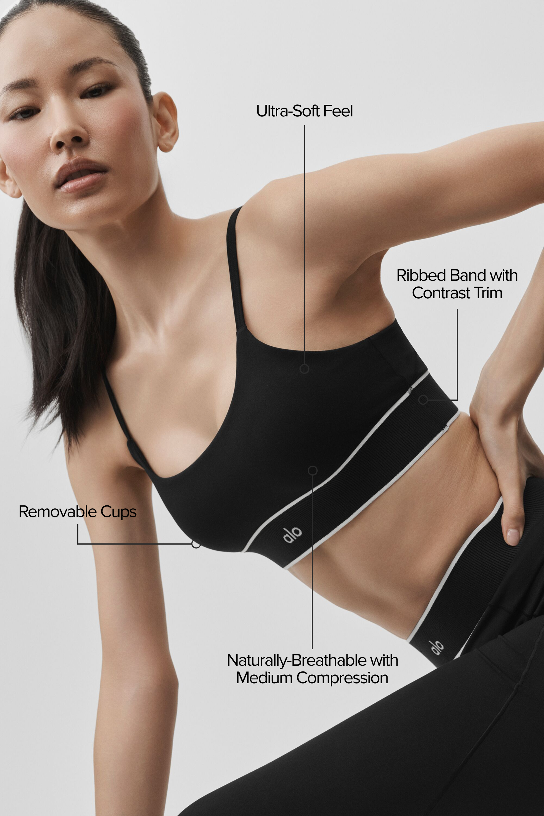 alo ALO Softsculpt Amp It Up Bra - Black