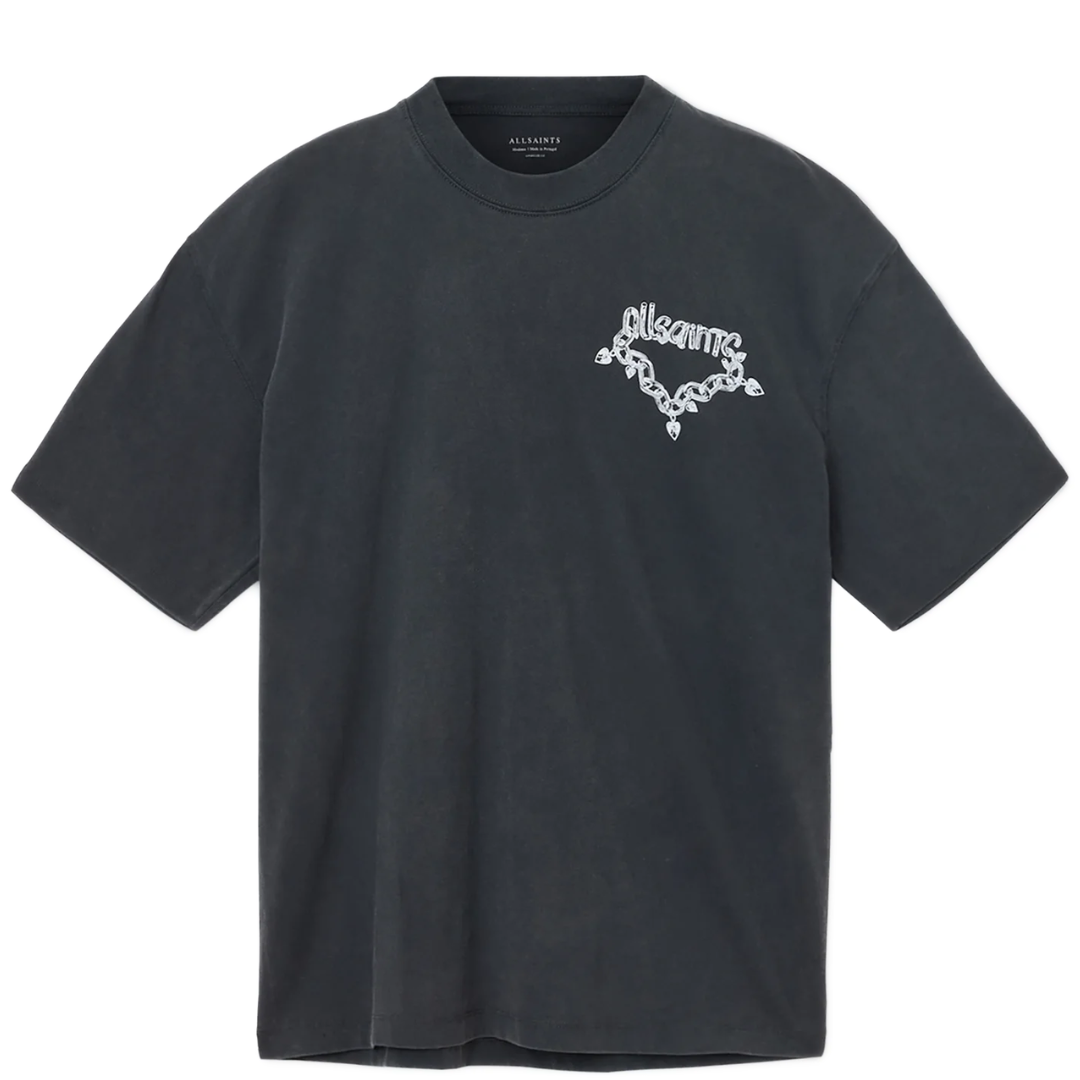 ALL SAINTS DRIP SS CREW OVERSIZED T-SHIRT WASHED BLACK
