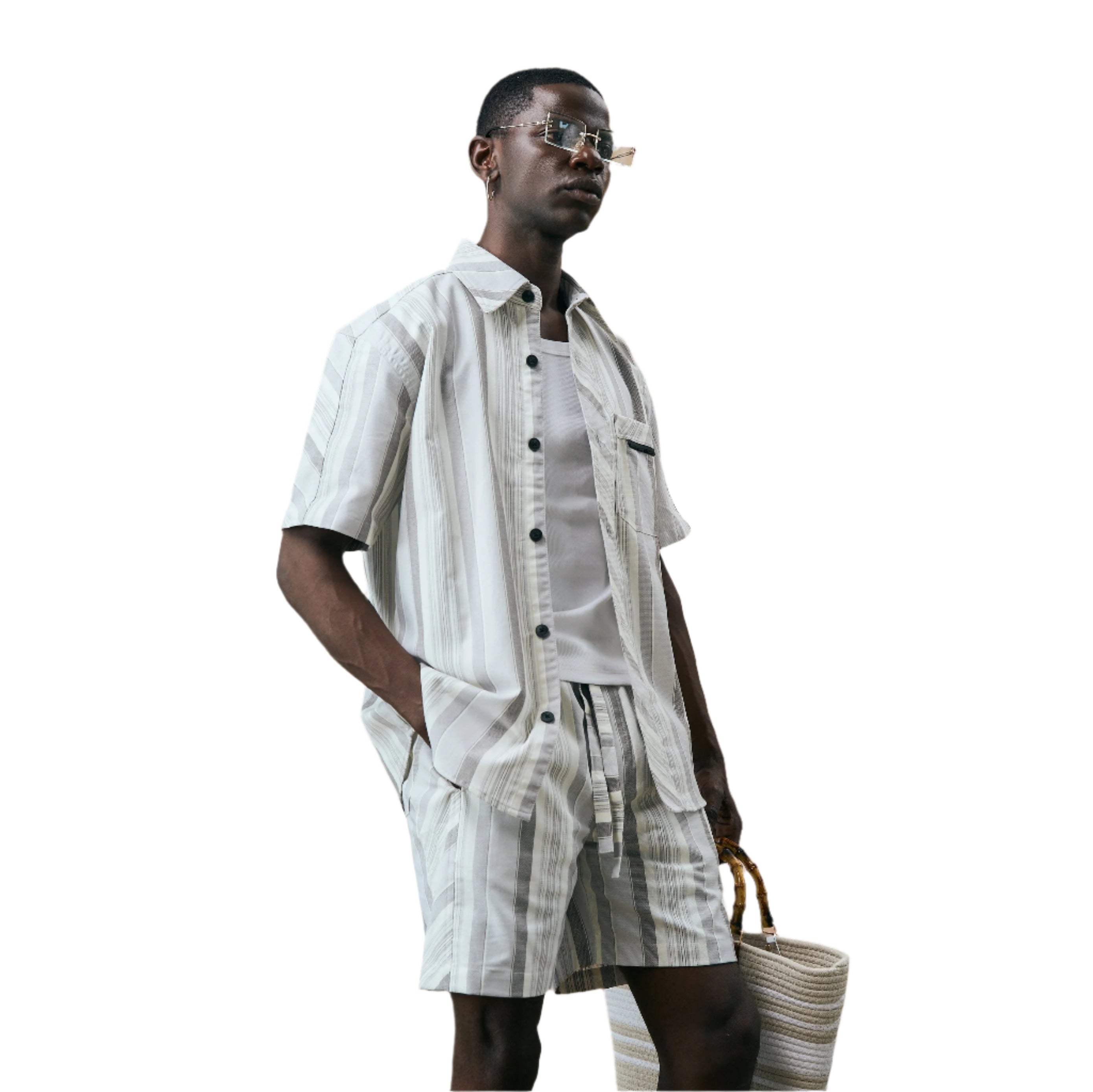 CROSS CUT STRIPE SHIRT