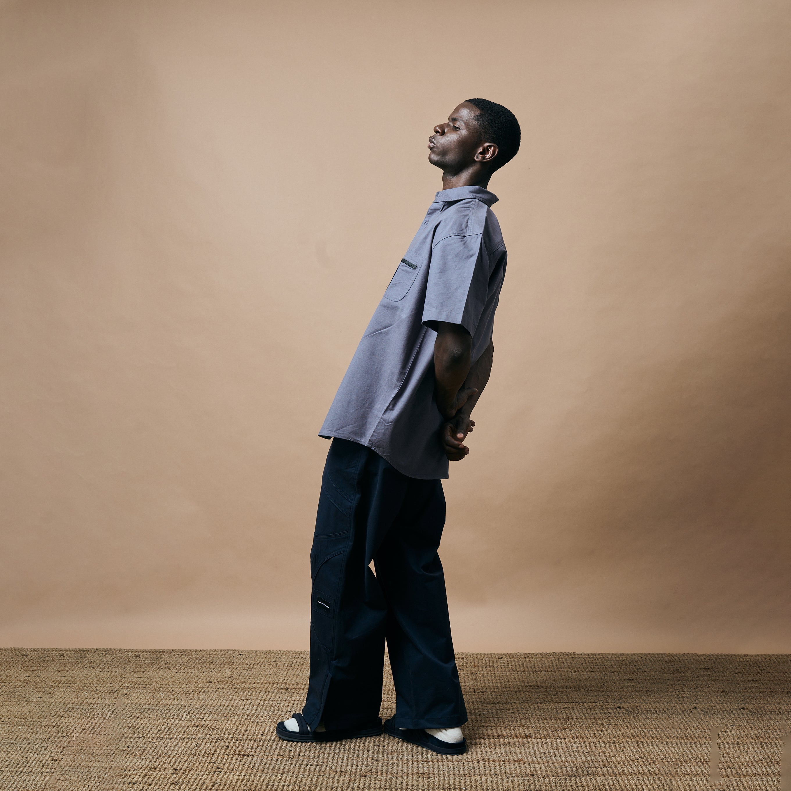 WARPED PANEL SHIRT- MOON GREY