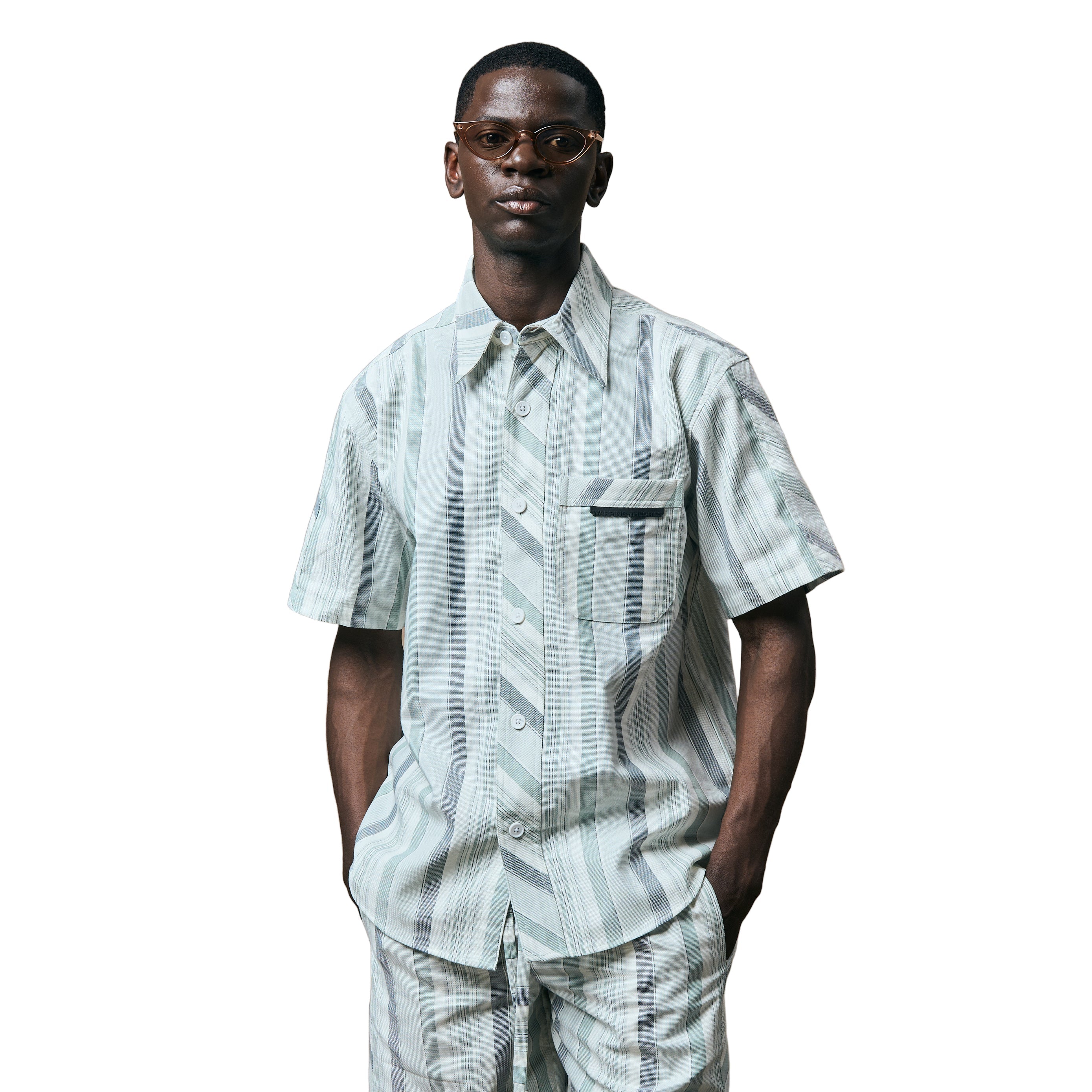 CROSS CUT STRIPE SHIRT