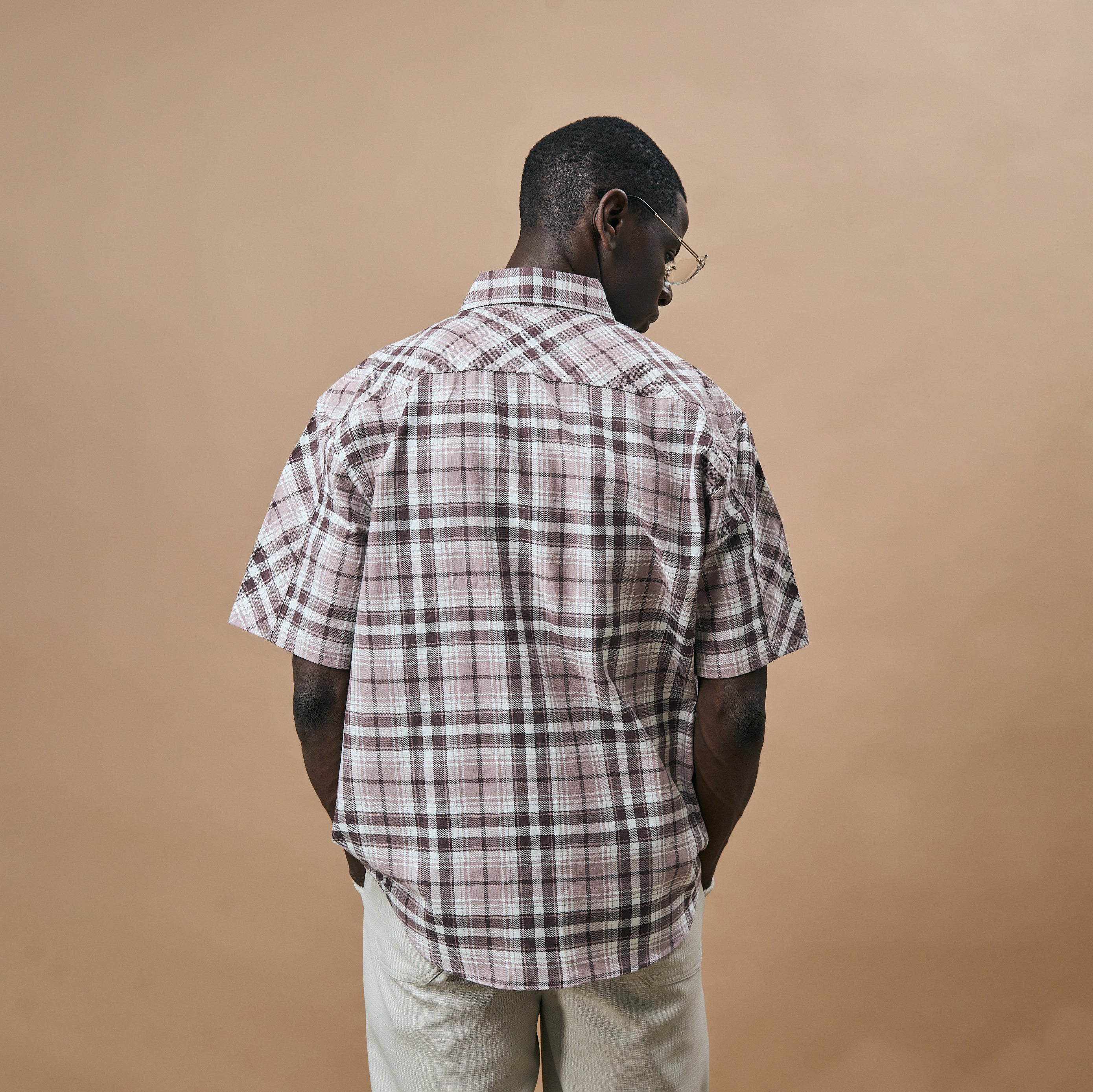 CROSS CUT CHECKS SHIRT- SMUDGED PLUM