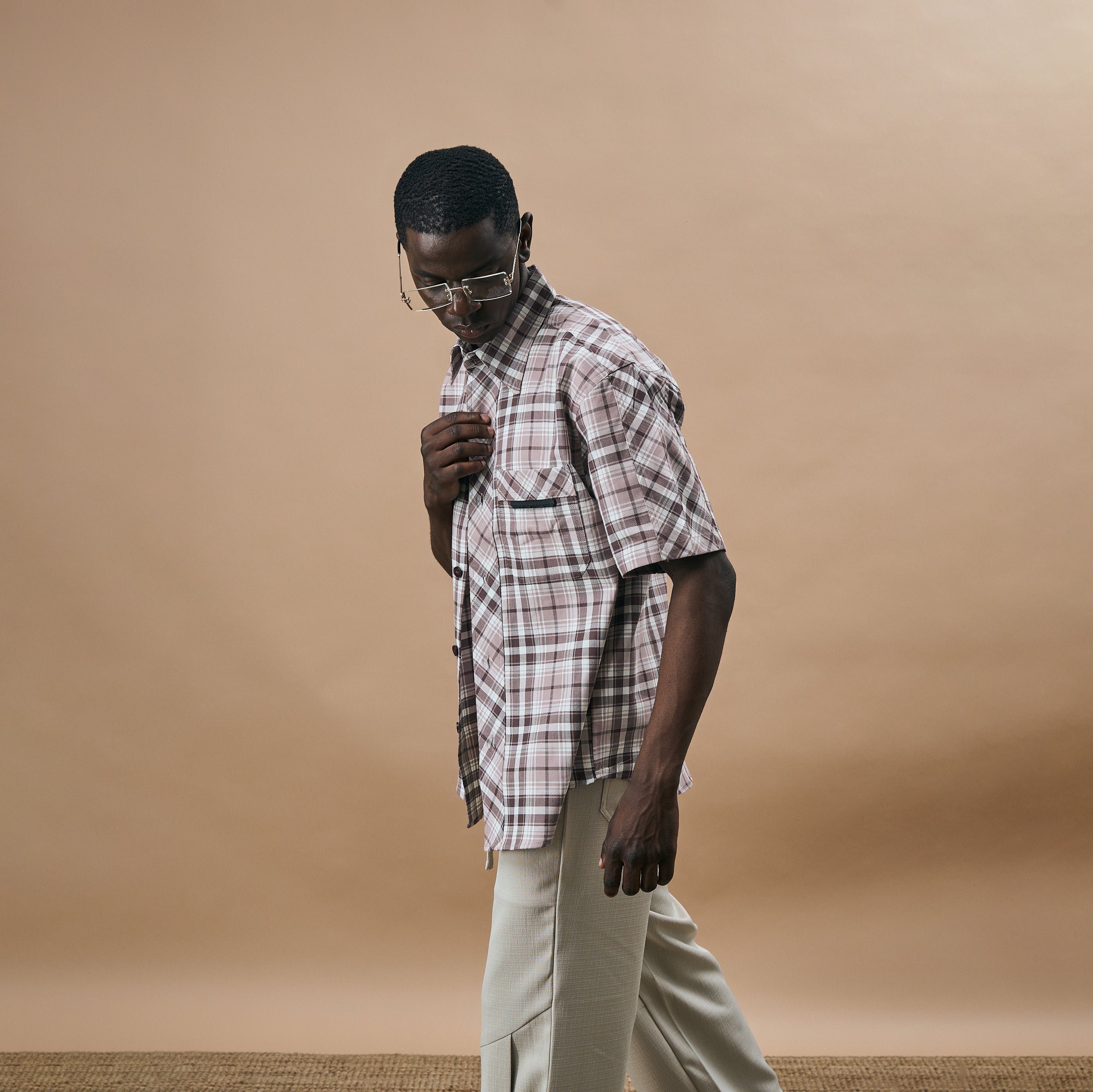 CROSS CUT CHECKS SHIRT- SMUDGED PLUM