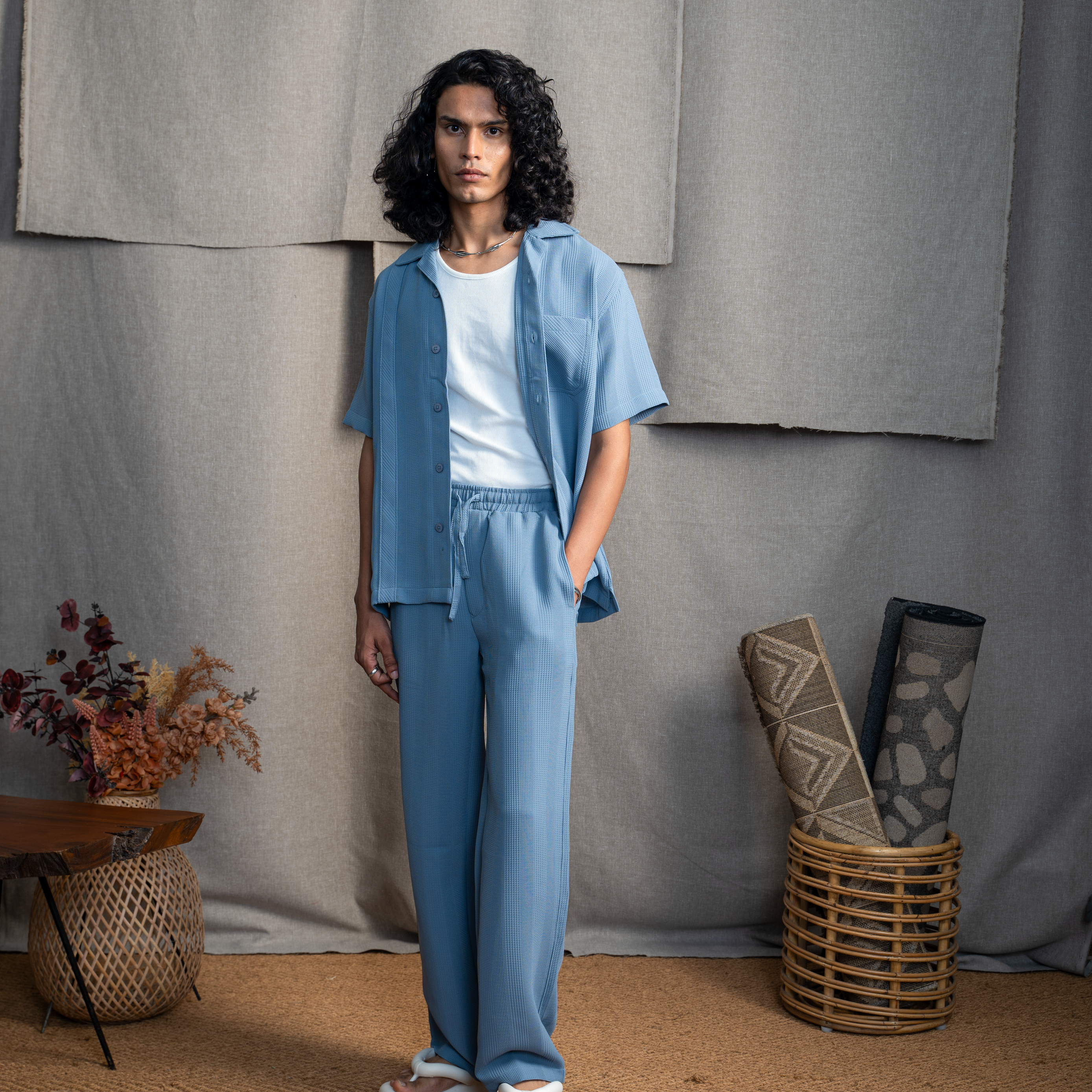 BMW CUBAN COLLAR SHIRT- CLUB BLUE