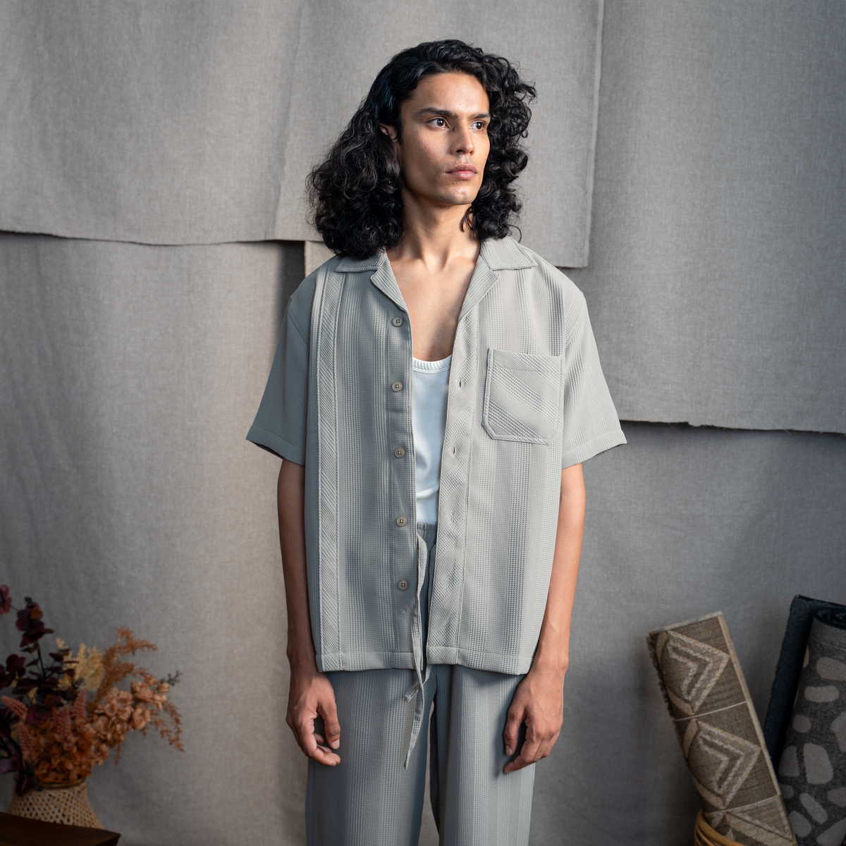 BMW CUBAN COLLAR SHIRT- MINT SAGE