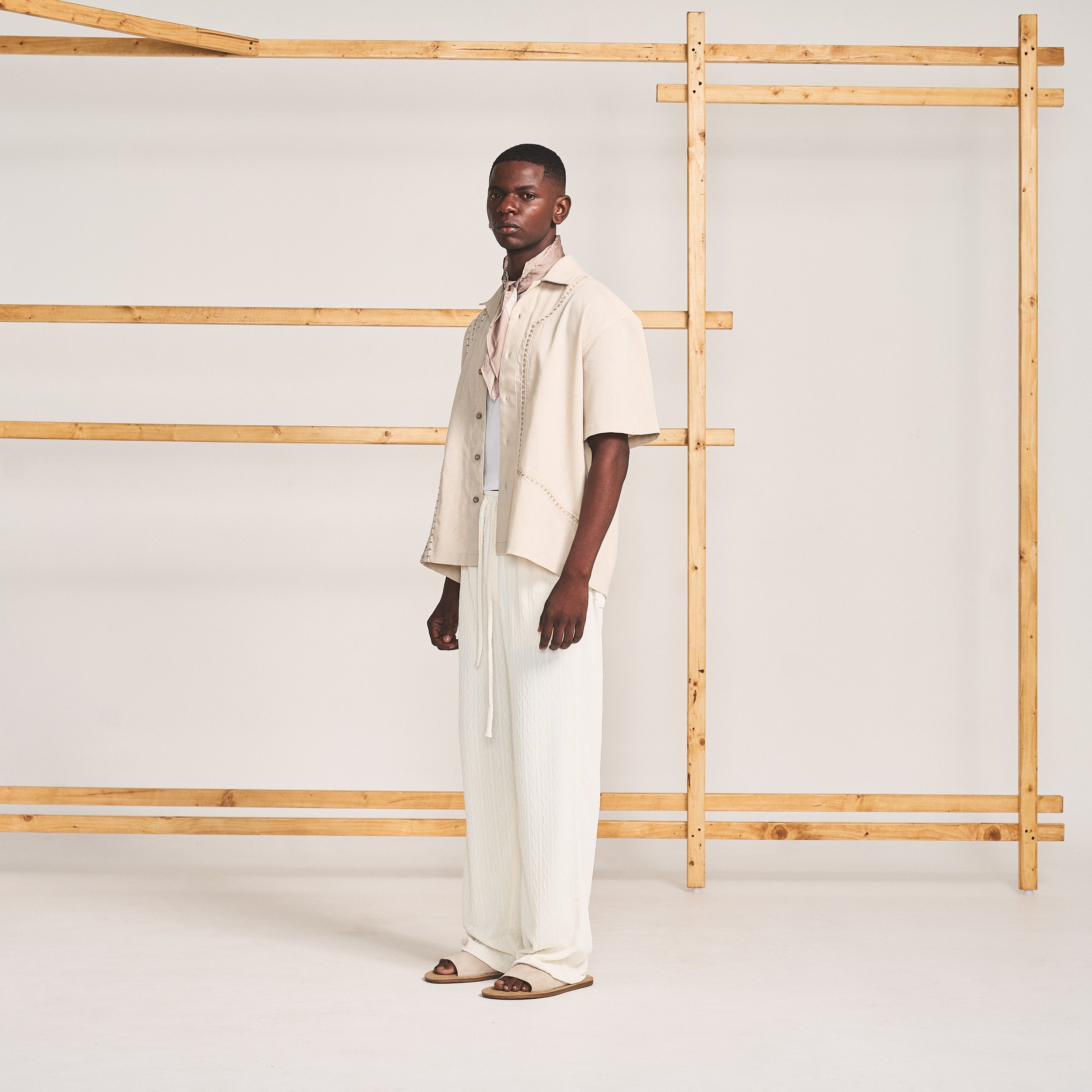 CABLE KNIT TROUSERS-BONE