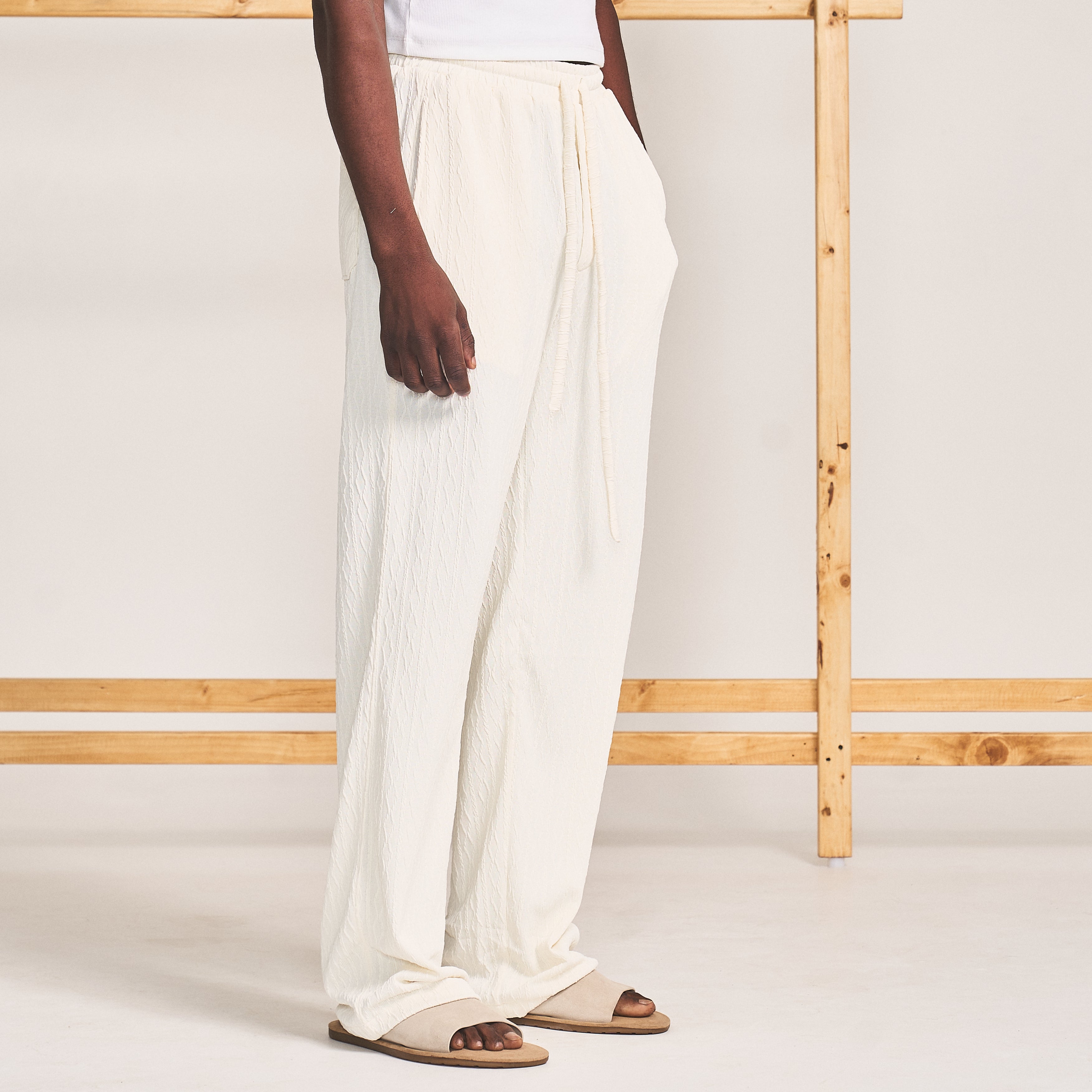 CABLE KNIT TROUSERS-BONE