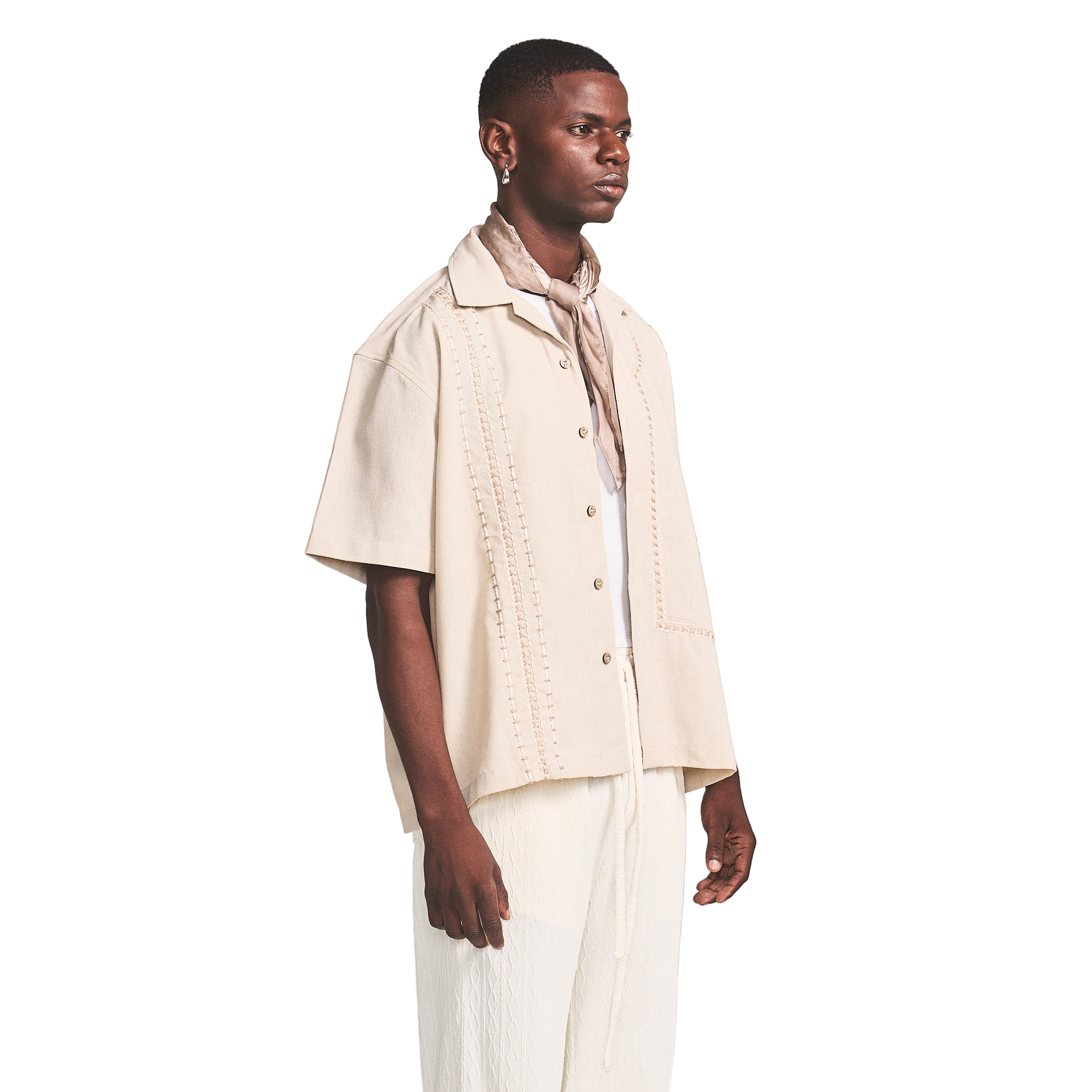 BLOCKED CROSS STITCH SHIRT