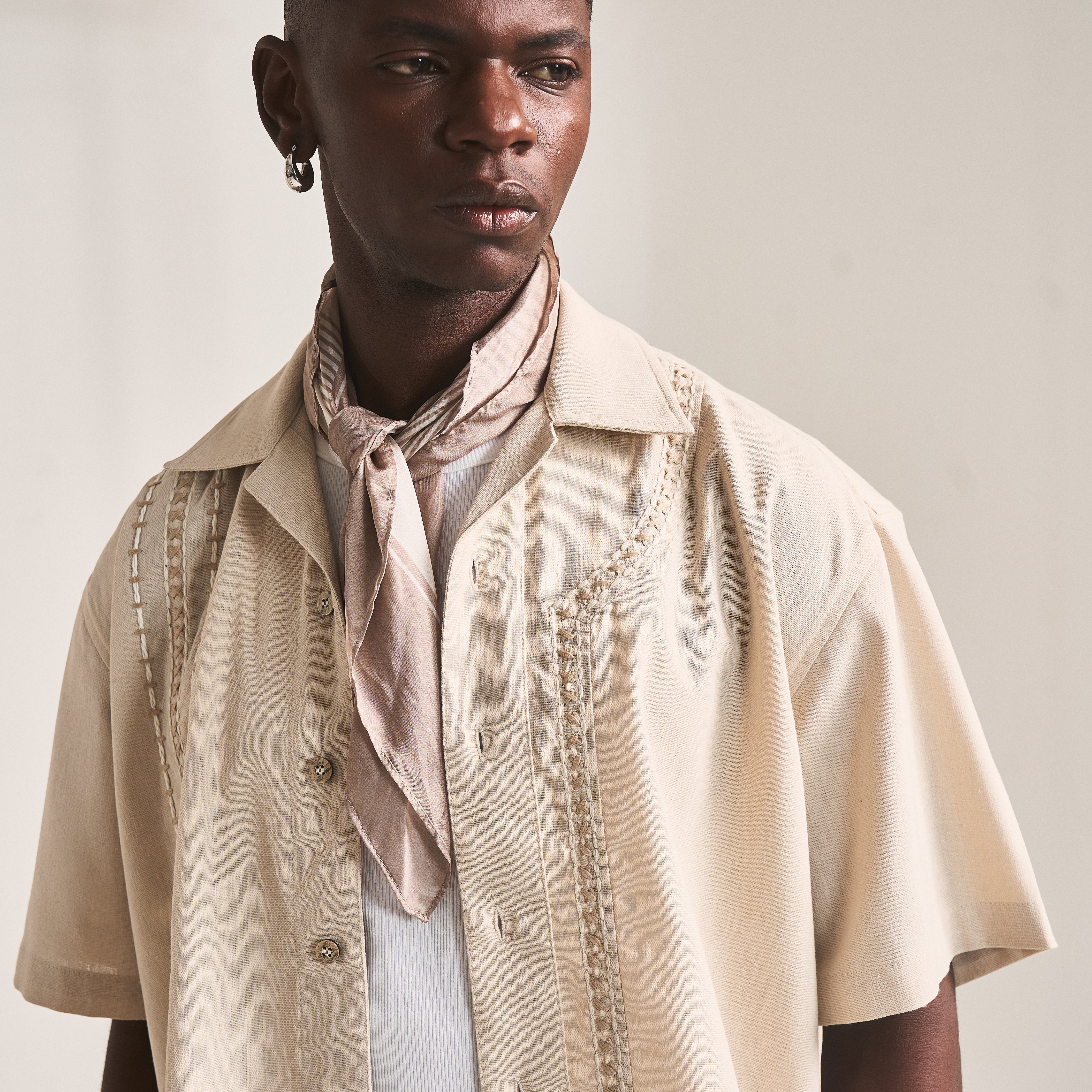 BLOCKED CROSS STITCH SHIRT