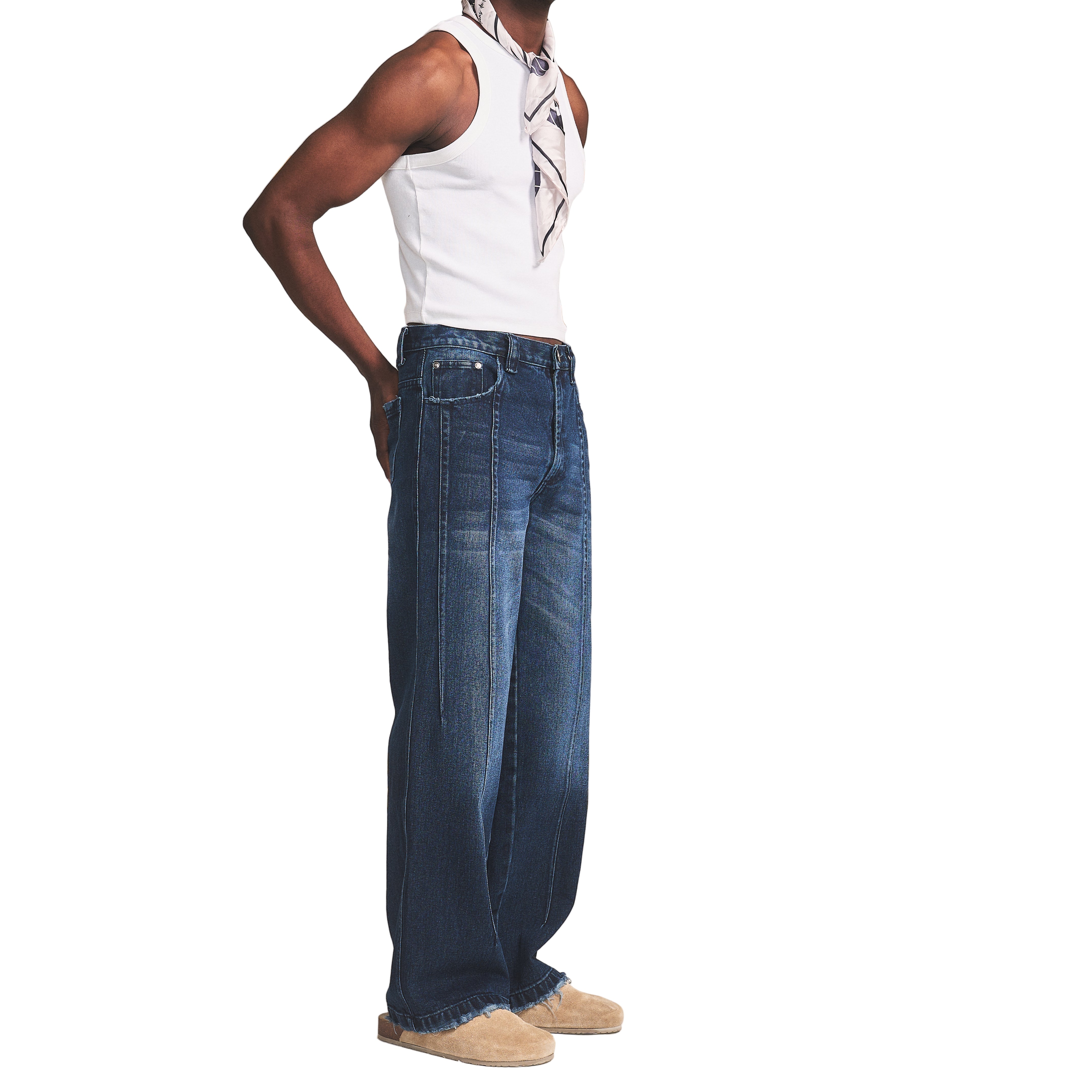 WHISKERED STRAIGHT LEG JEANS