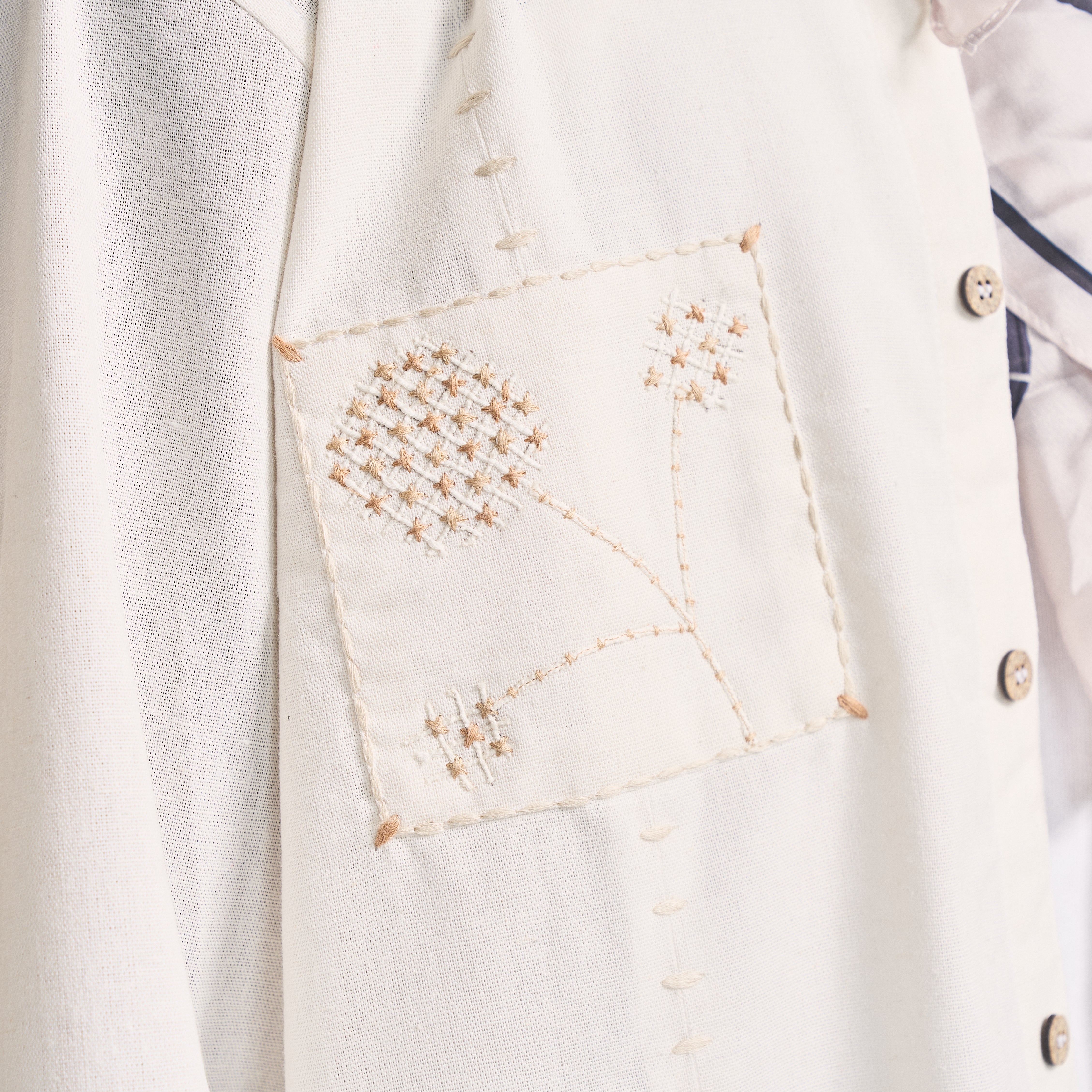 COUCHED FLORAL SHIRT- VANILLA