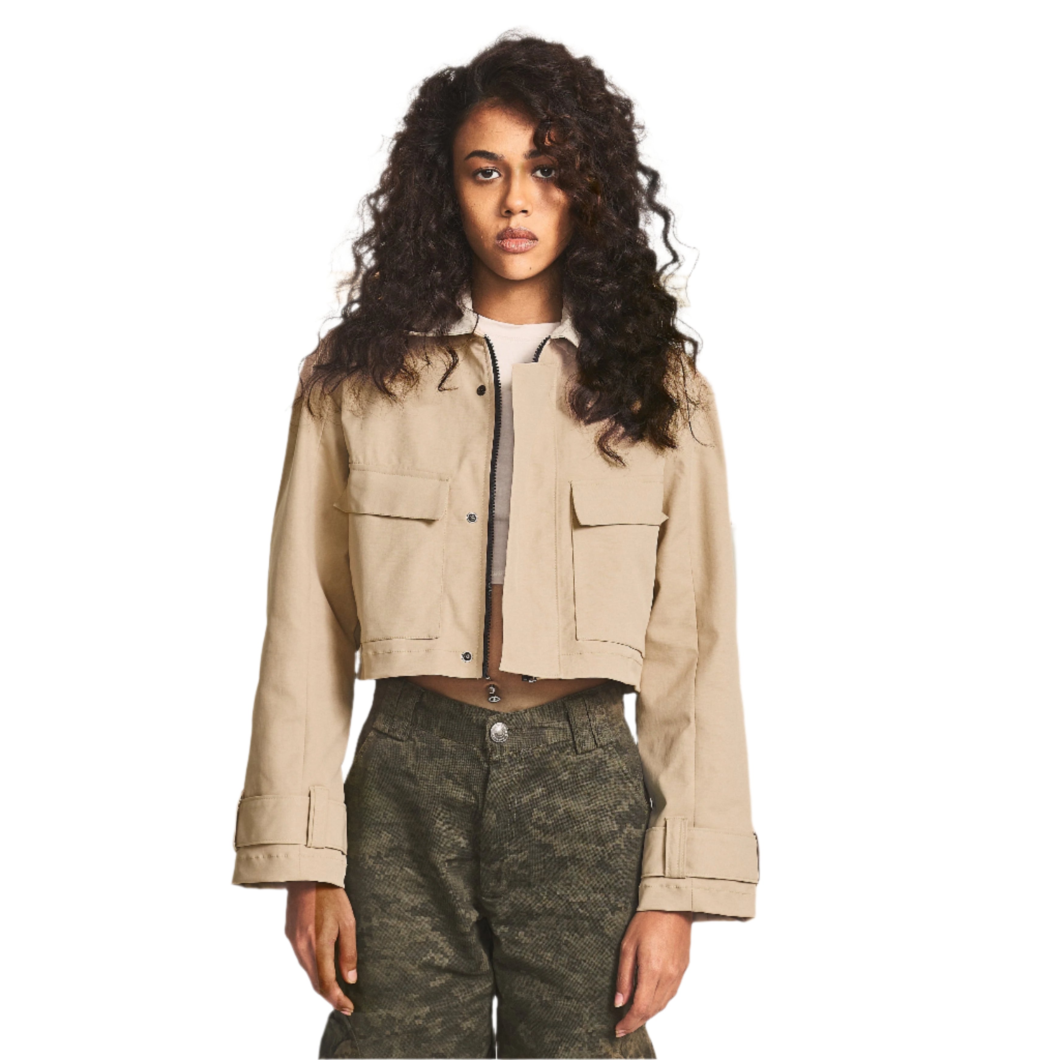 CROPPED FIELD JACKET- CAMEL