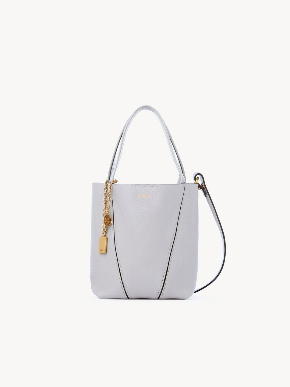 CHLOE Small Chloé Spin tote bag in grained leather Greyish Blue