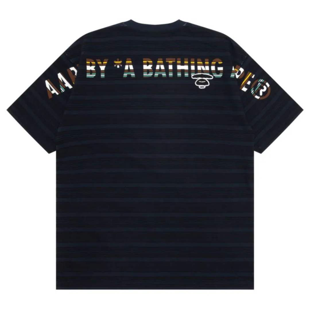 AAPE BY *A BATHING APE® slogan-embroidered striped T-shirt