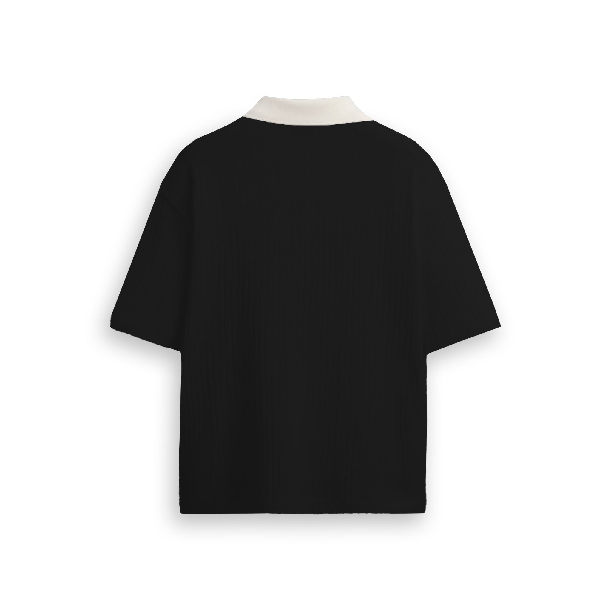 Angela Waffleknit Polo Tshirt - Black