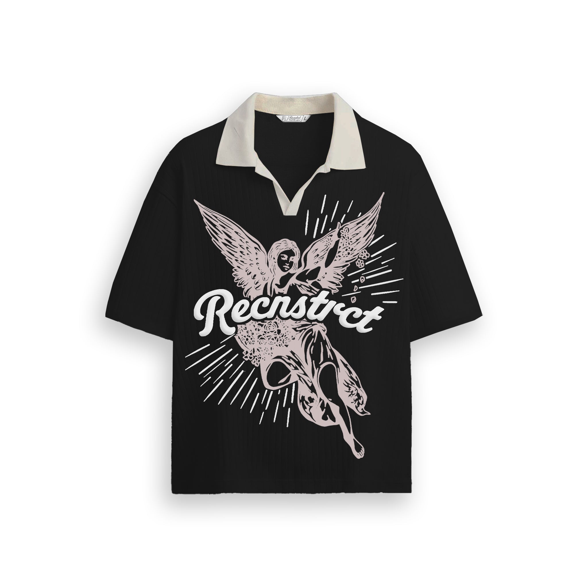Angela Waffleknit Polo Tshirt - Black