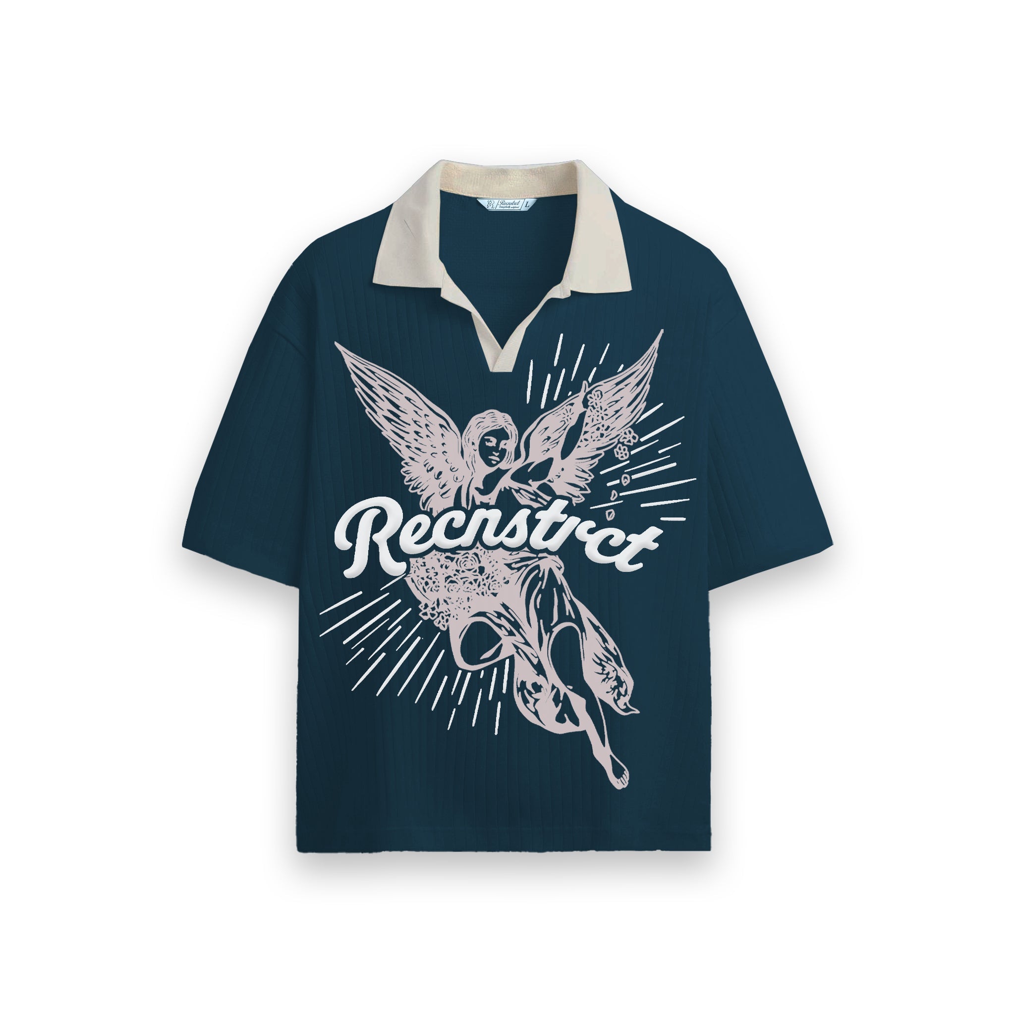 Angela Waffleknit Polo Tshirt - Colonial blue
