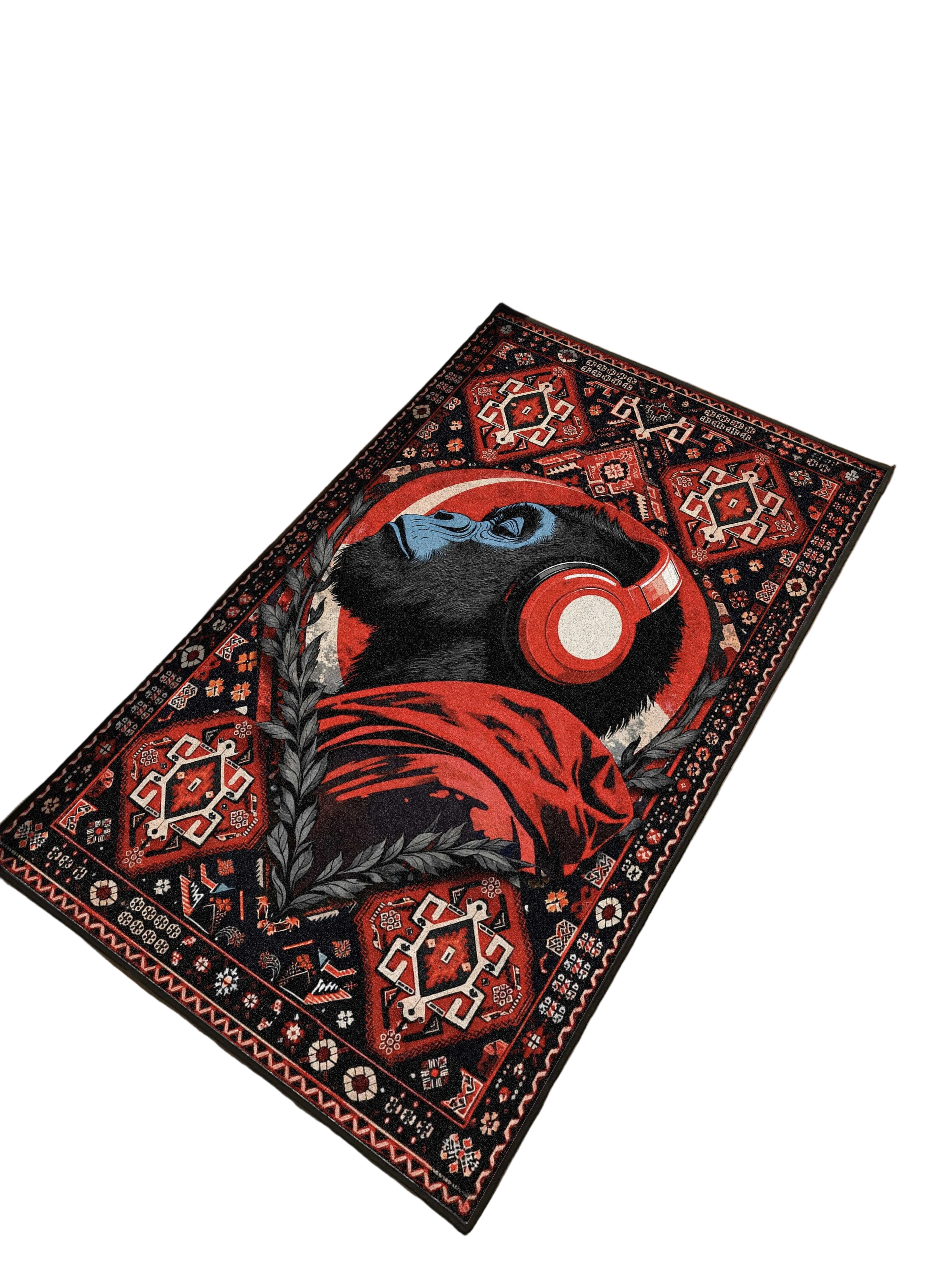 Red chimpanzee Traditional Washable Custom Rug