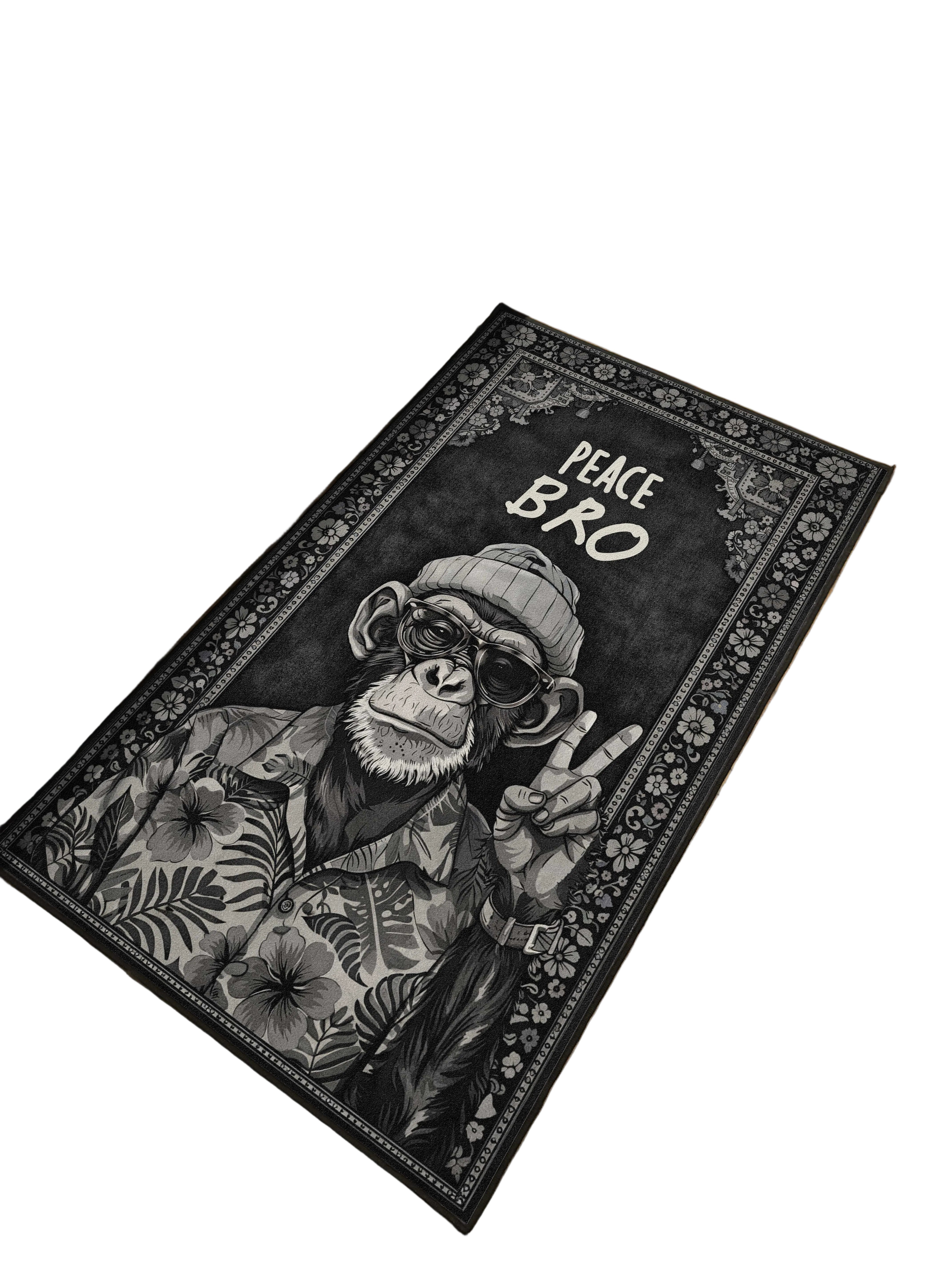 Peace Monkey Traditional Washable Custom Rug