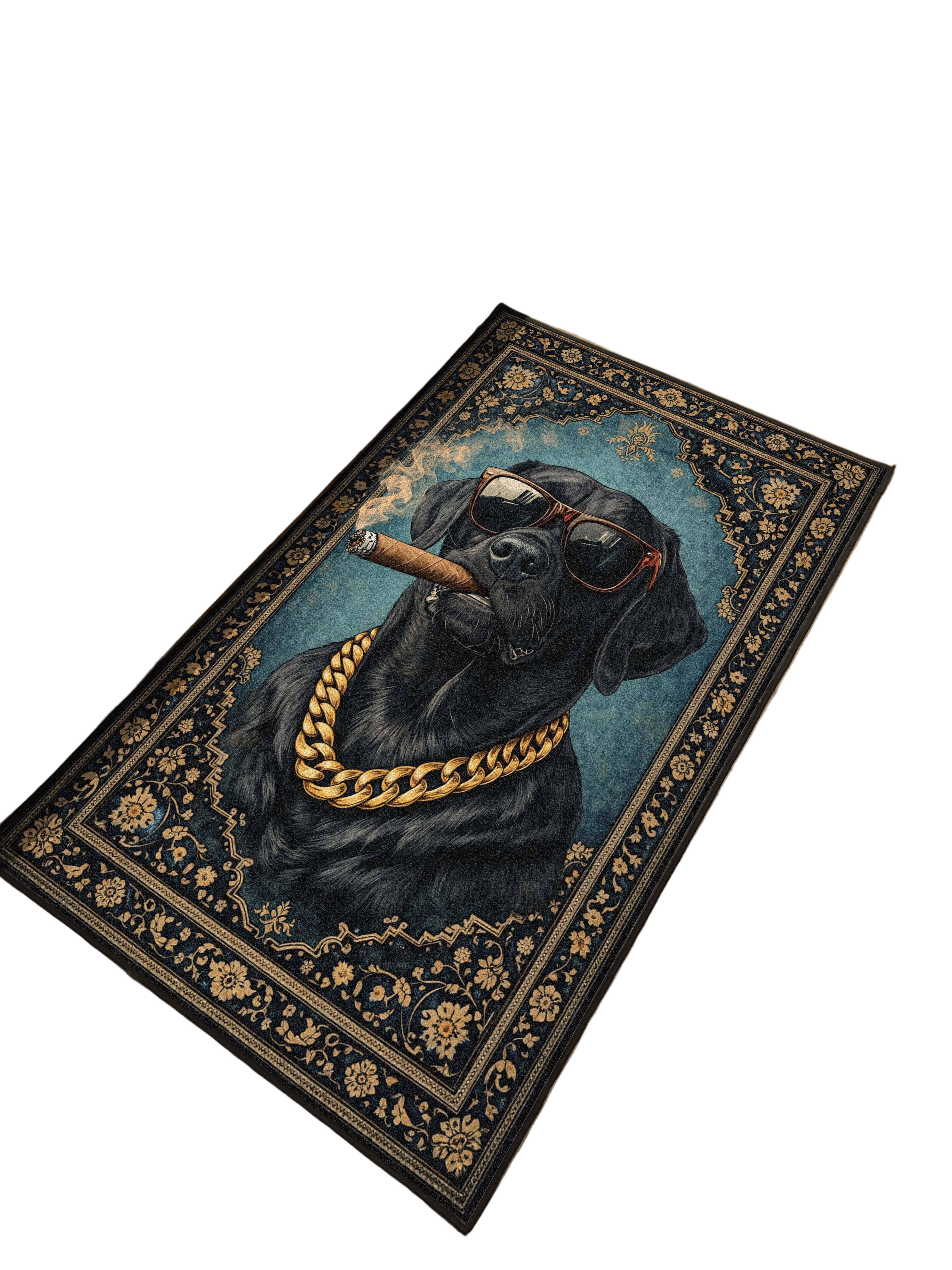 Dog Smoking Traditional Washable Custom Rug
