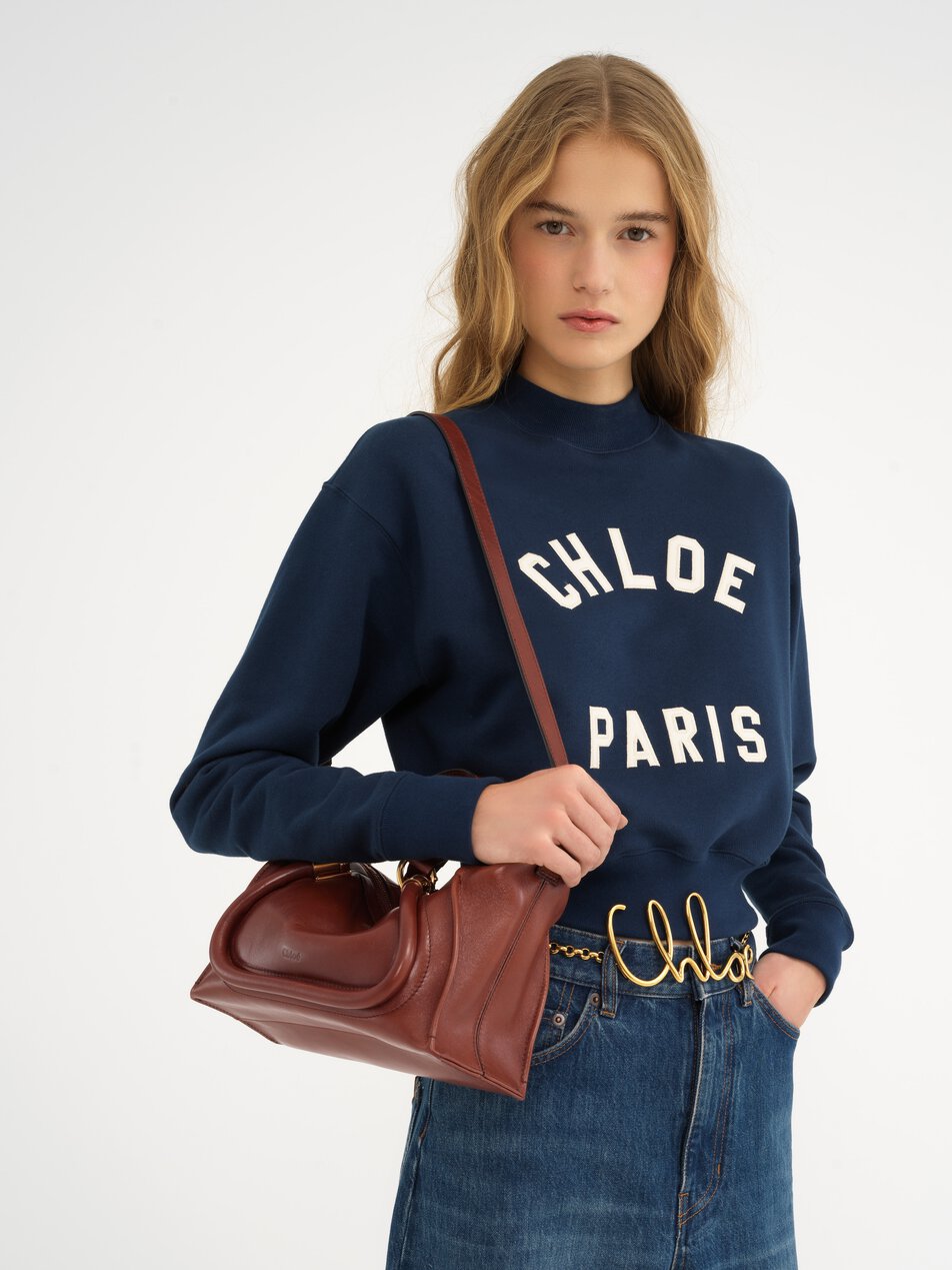 CHLOE Small Paraty 24 bag in shiny leather Dark Ebony