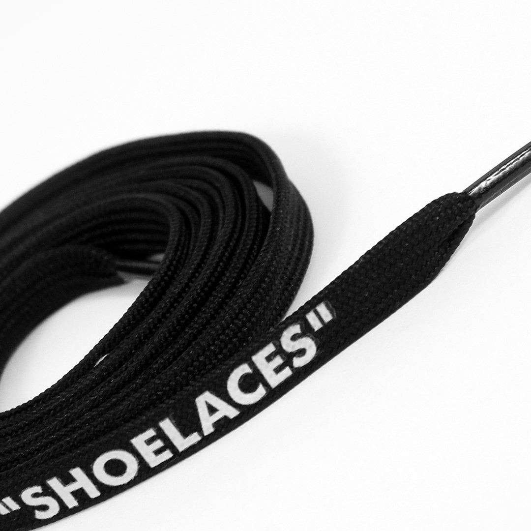 Black Off-White Style “SHOELACES” for Sneakers – Premium Flat Laces by KNOTTY