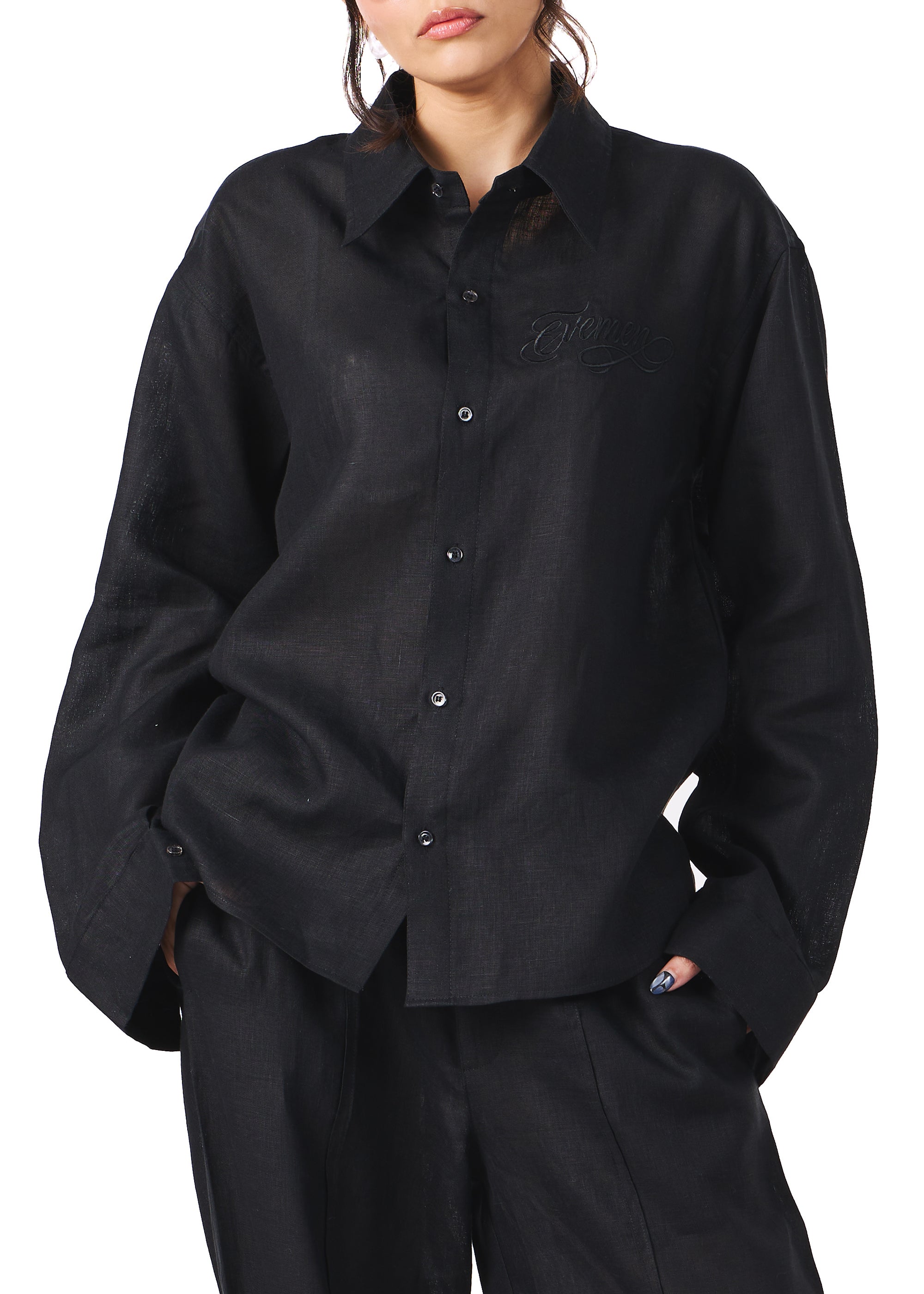 Black linen shirt