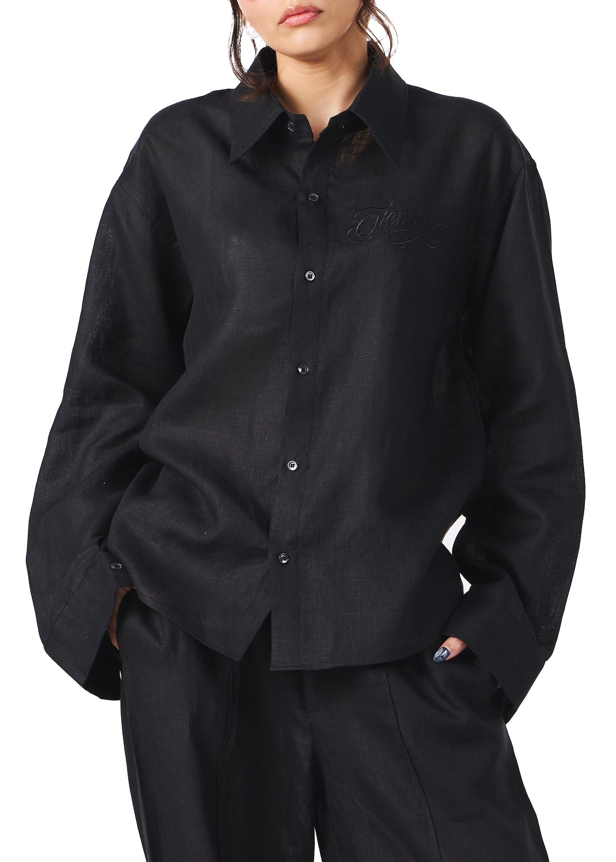 Black linen shirt