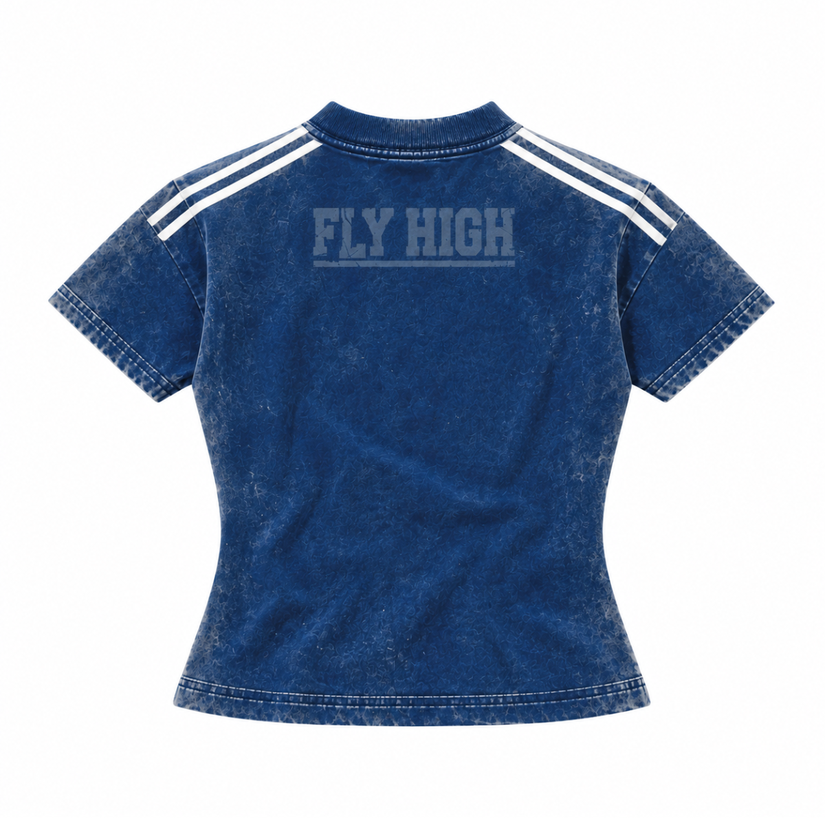 Blue Lions Retro Baby Tee in deep blue, flat back view