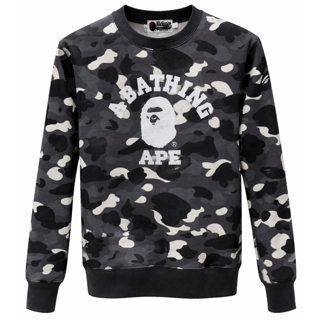 BAPE SWEATSHIRT CAMO BLACK WHITE