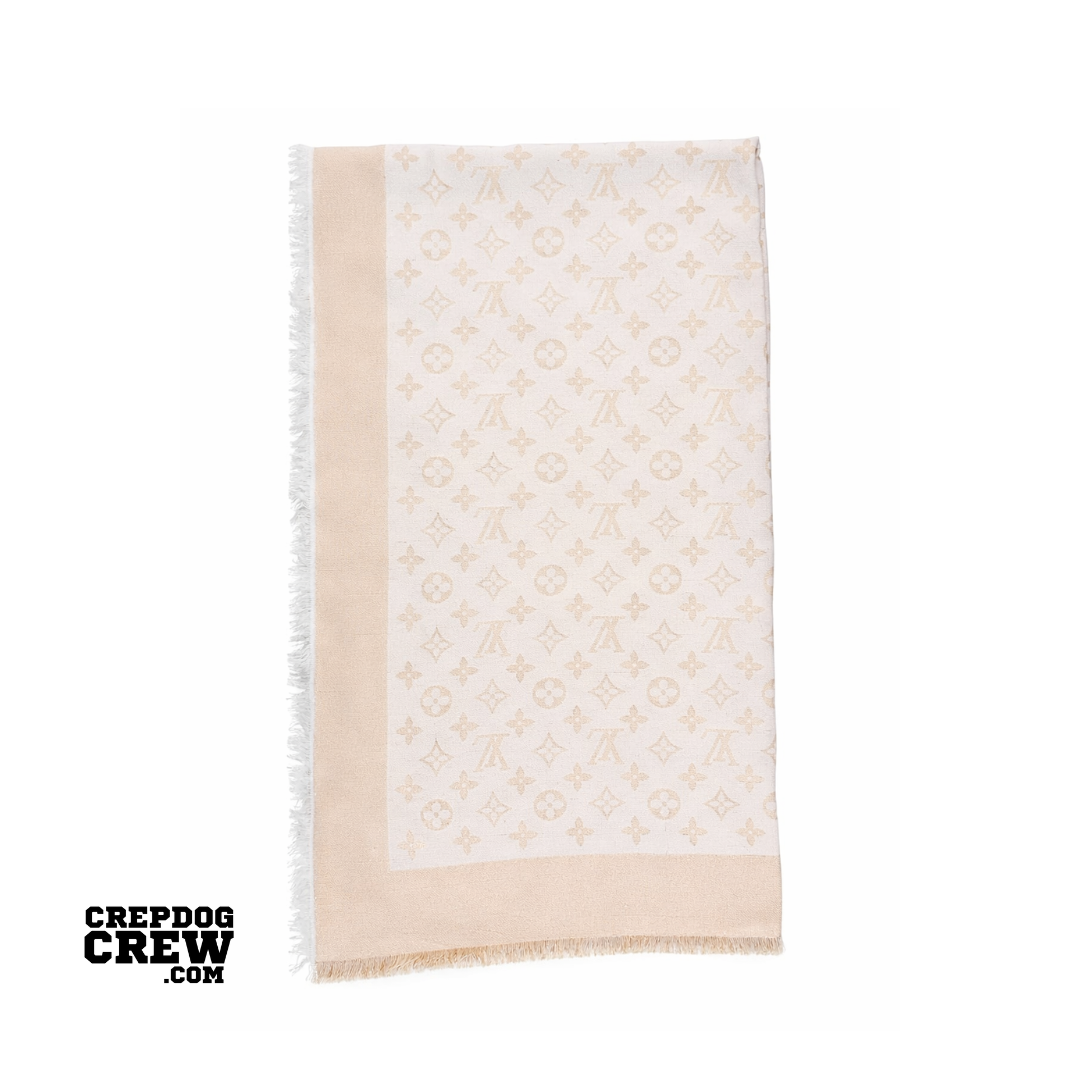 NEW LOUIS VUITTON SCARF CHAMPAGNE GOLD PARIS WITH GOLD
