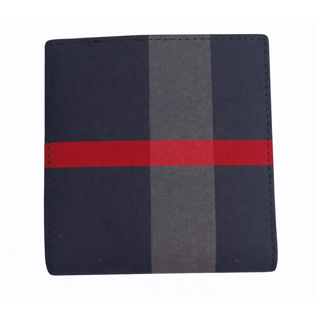 BURBERRY CHECK BIFOLD WALLET WITH COIN PURSE NAVY RED