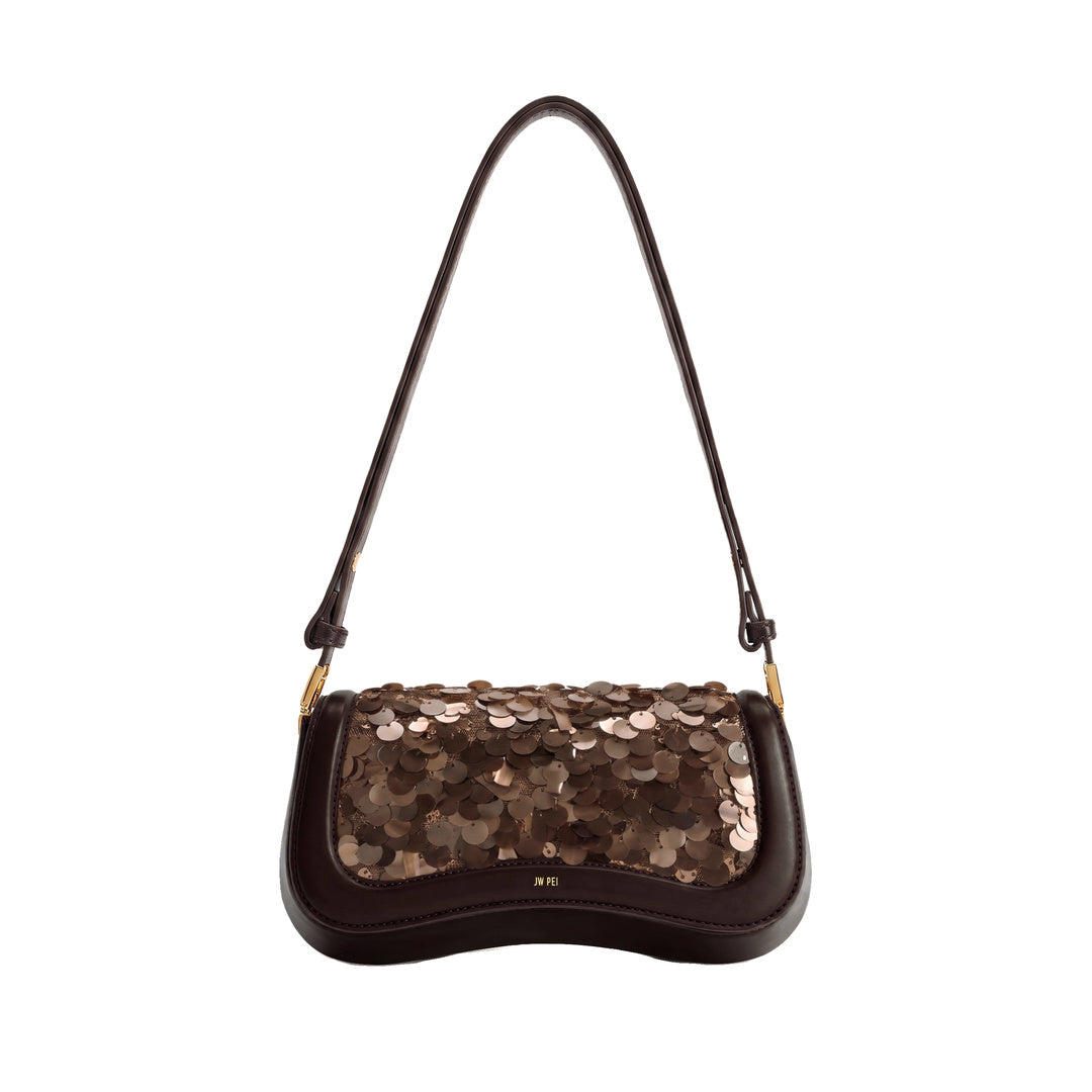 JW PEI Joy Sequin Shoulder Bag - Mocha Brown