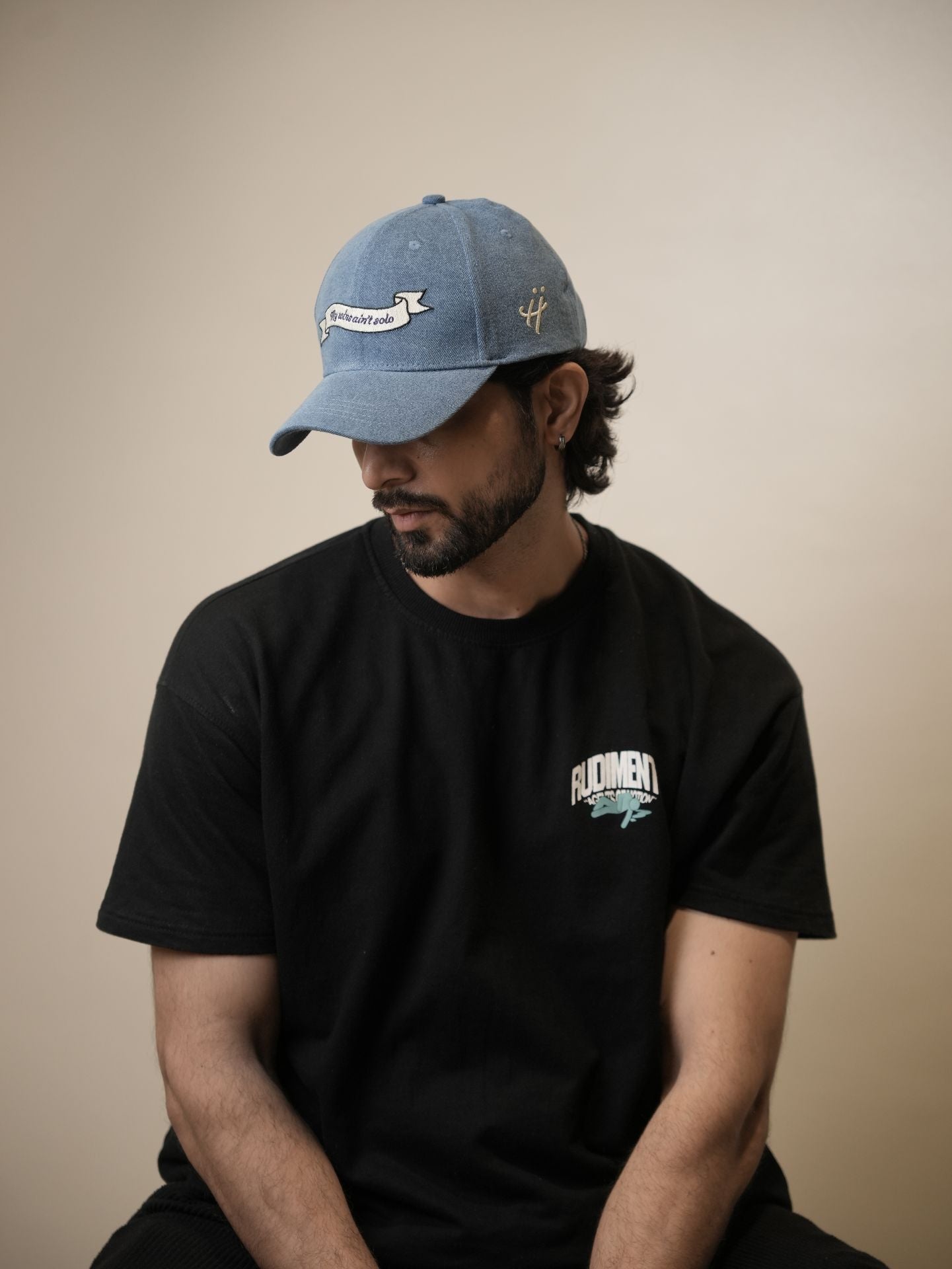 "Grateful for every hand that helped" denim cap