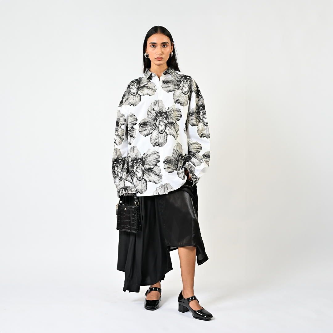 Canine printed cotton shirt - White