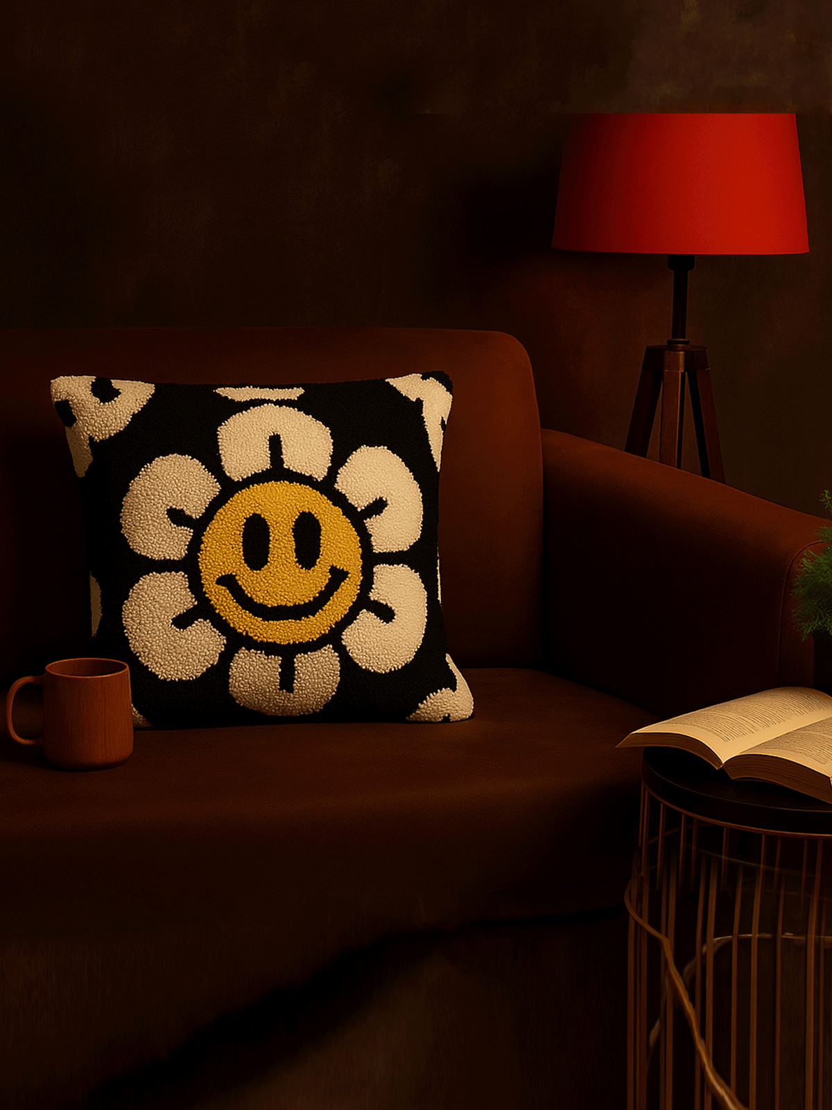 Black flower Cushion cover