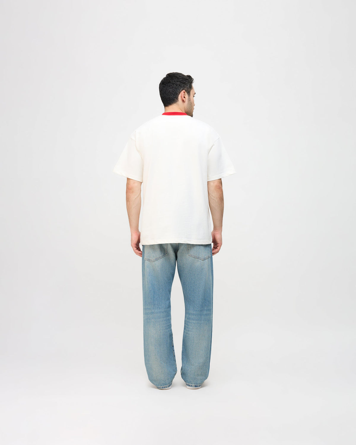 DONT DIE BROKE RINGER T-SHIRT - OFF WHITE/RED