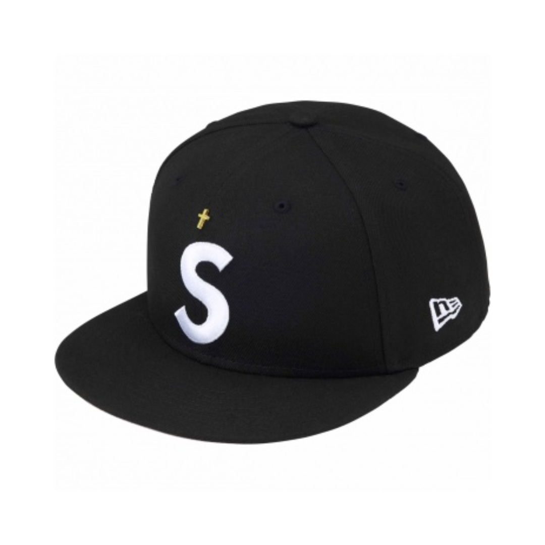 Supreme Gold Cross S Logo New Era Fitted Hat Black