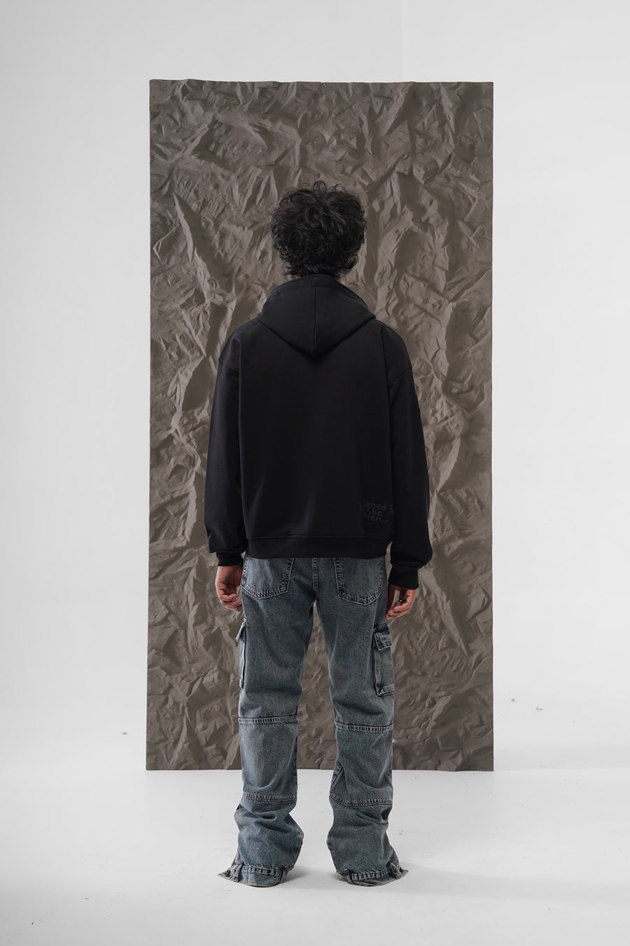 STAMP ZIP UP HOODIE – BLACK