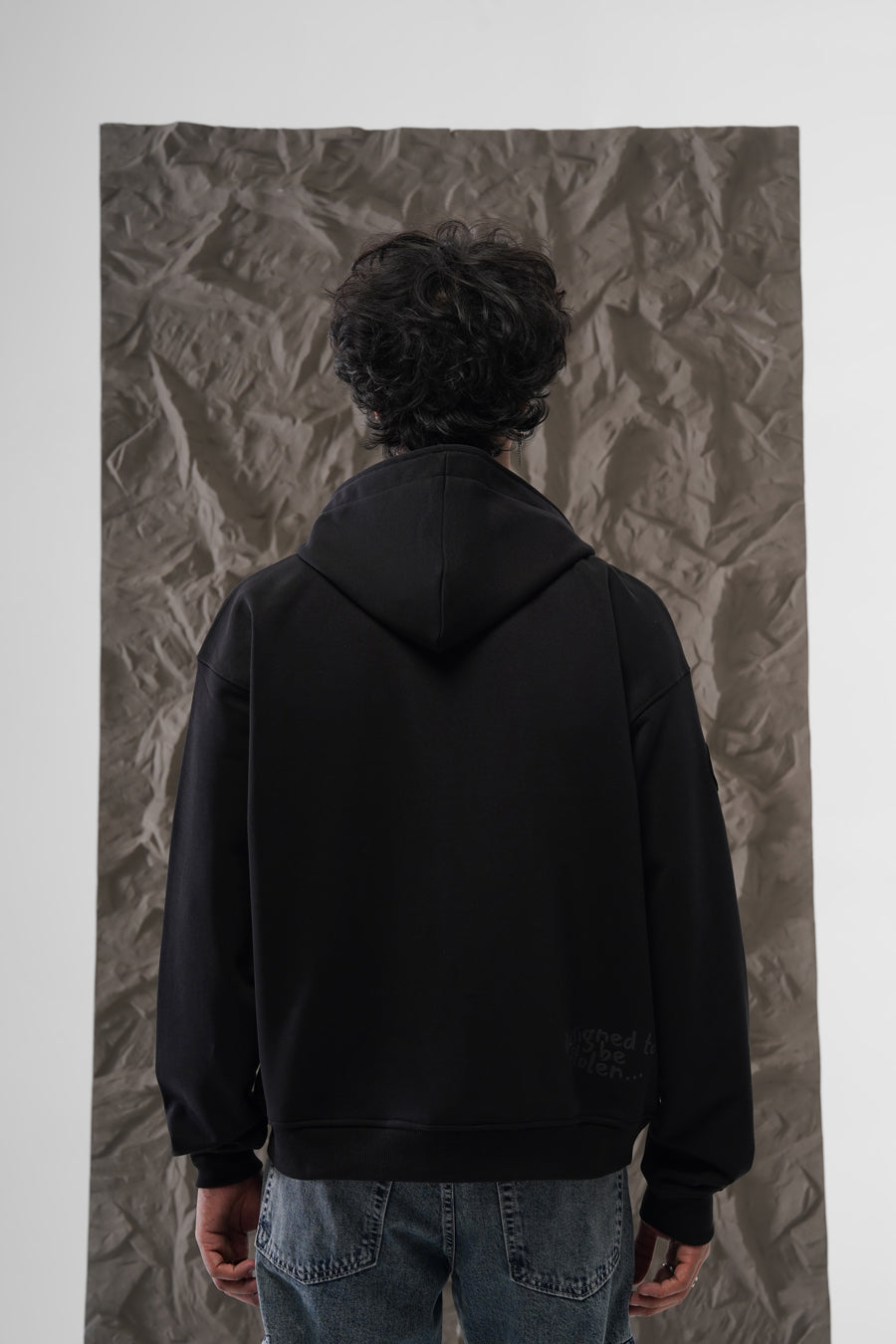 STAMP ZIP UP HOODIE – BLACK